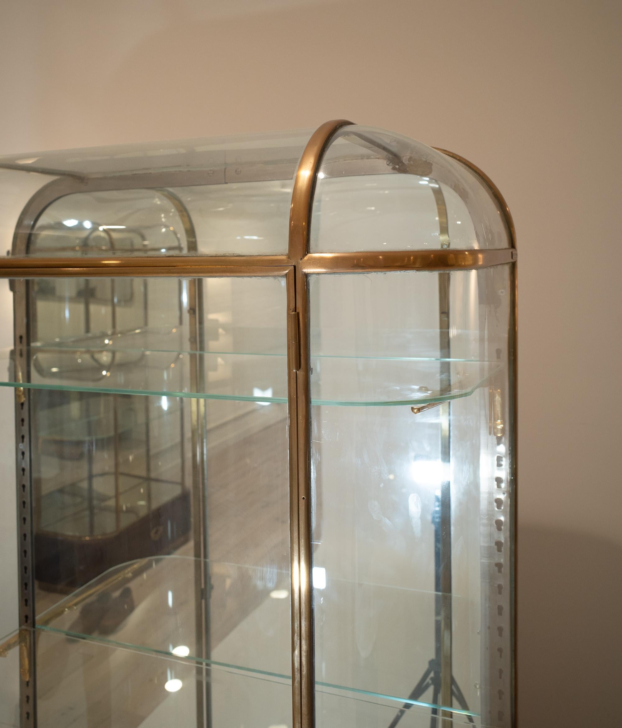 Bronze Art Deco Display Case with Curved Glass by Lena (Large) For Sale