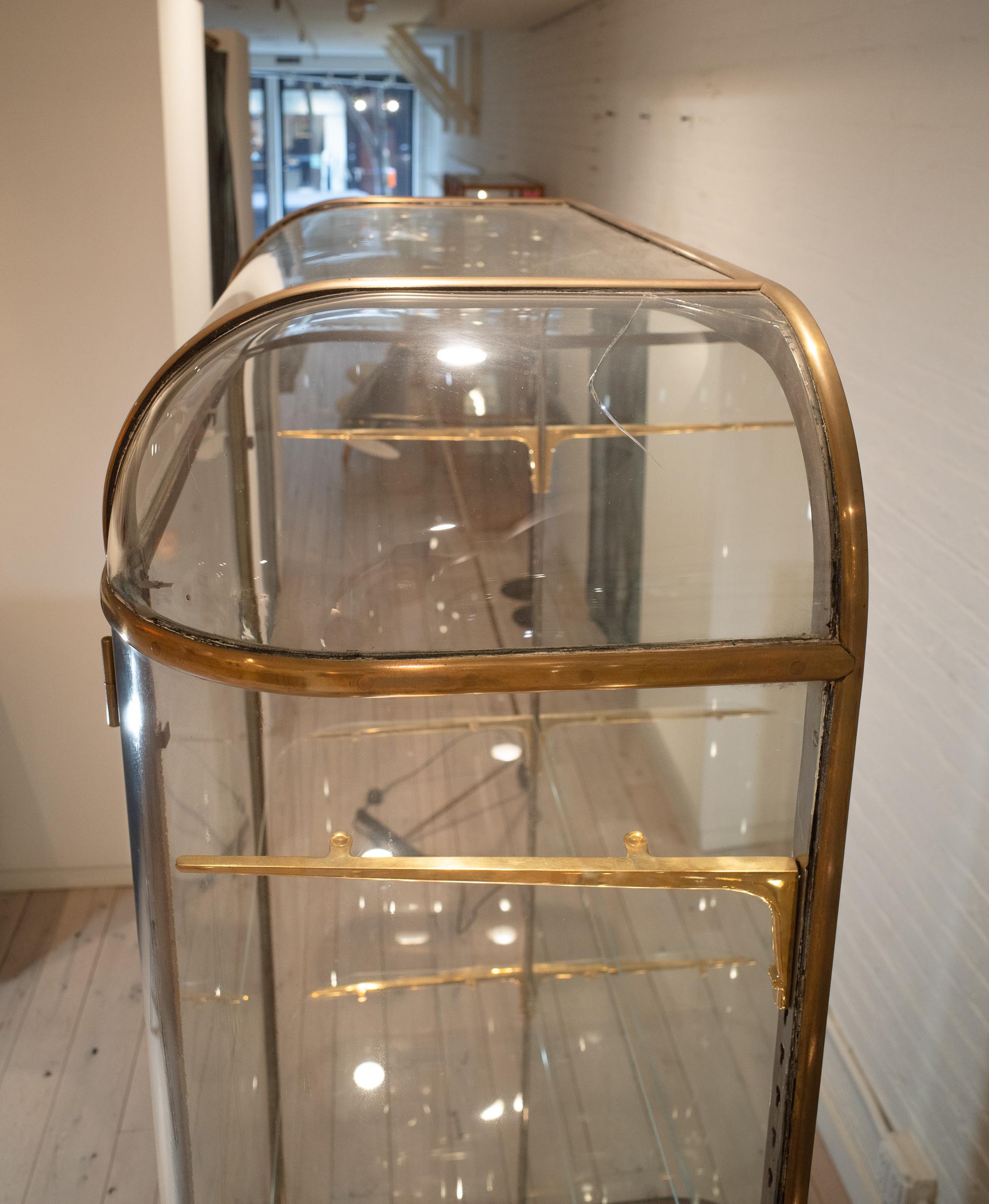 Bronze Art Deco Display Case with Curved Glass by Lena (Large) For Sale