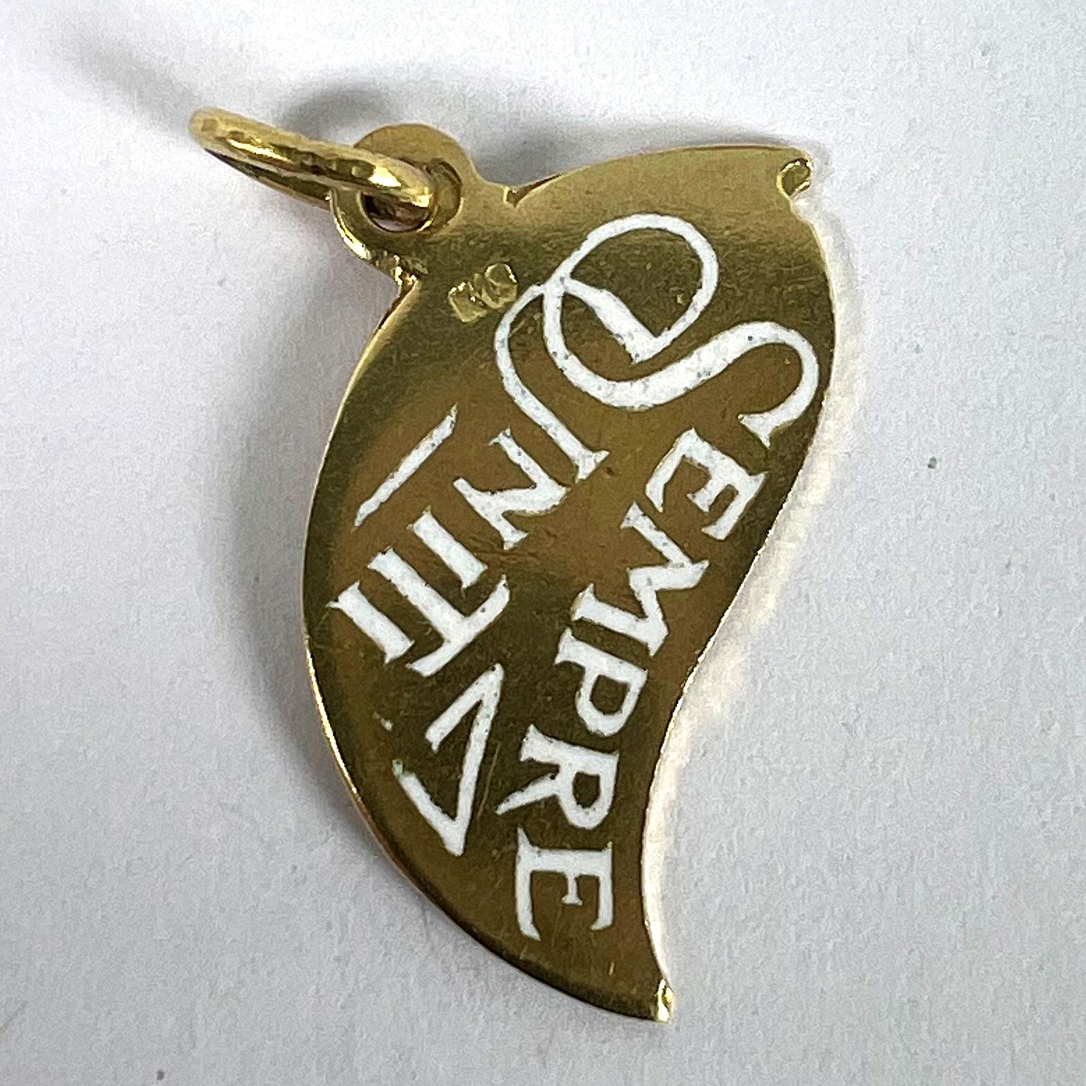 Art Deco Divisi Ma Sempre Unite 18K Gelbgold Emaille-Anhänger im Angebot 6