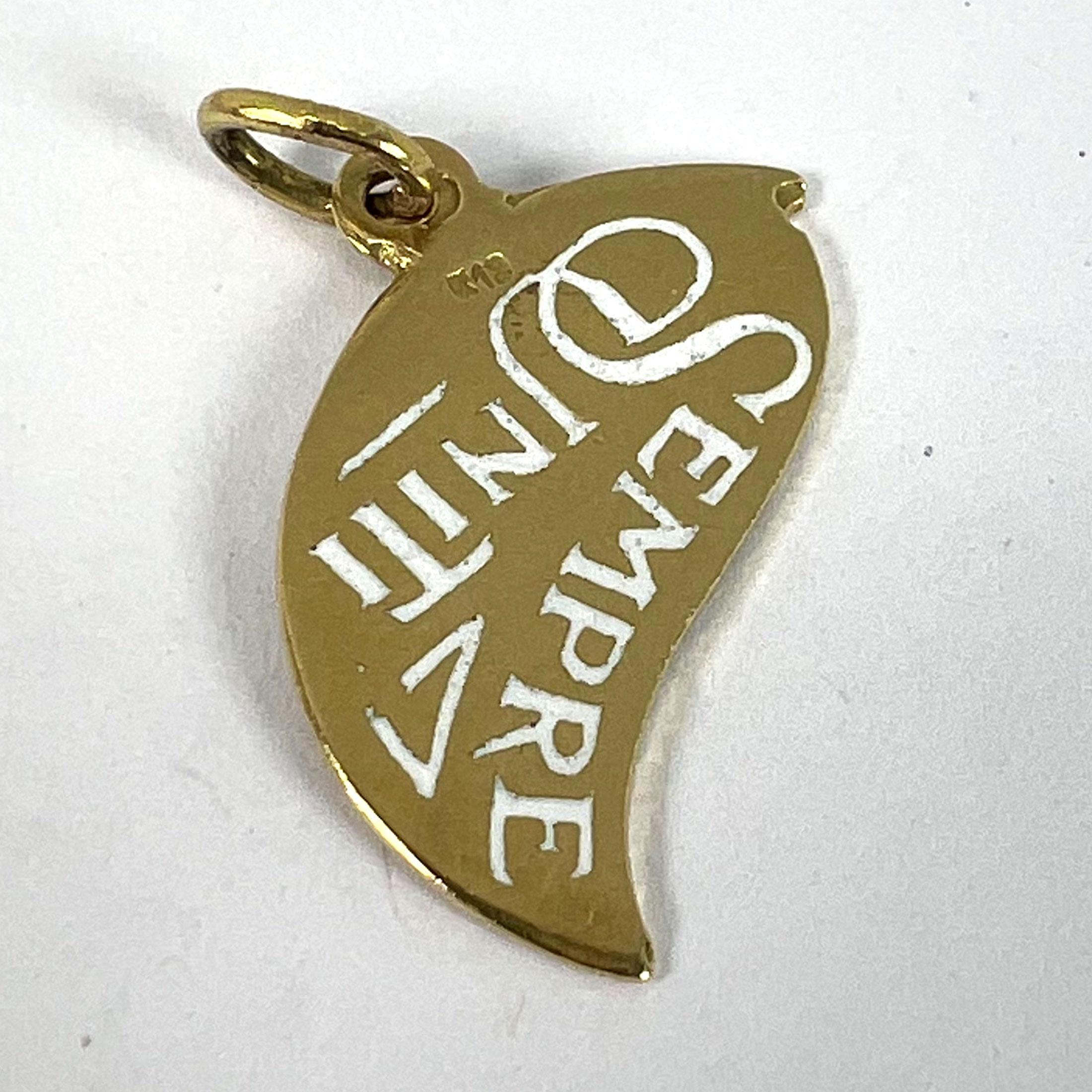 Art Deco Divisi Ma Sempre Unite 18K Gelbgold Emaille-Anhänger im Angebot 7