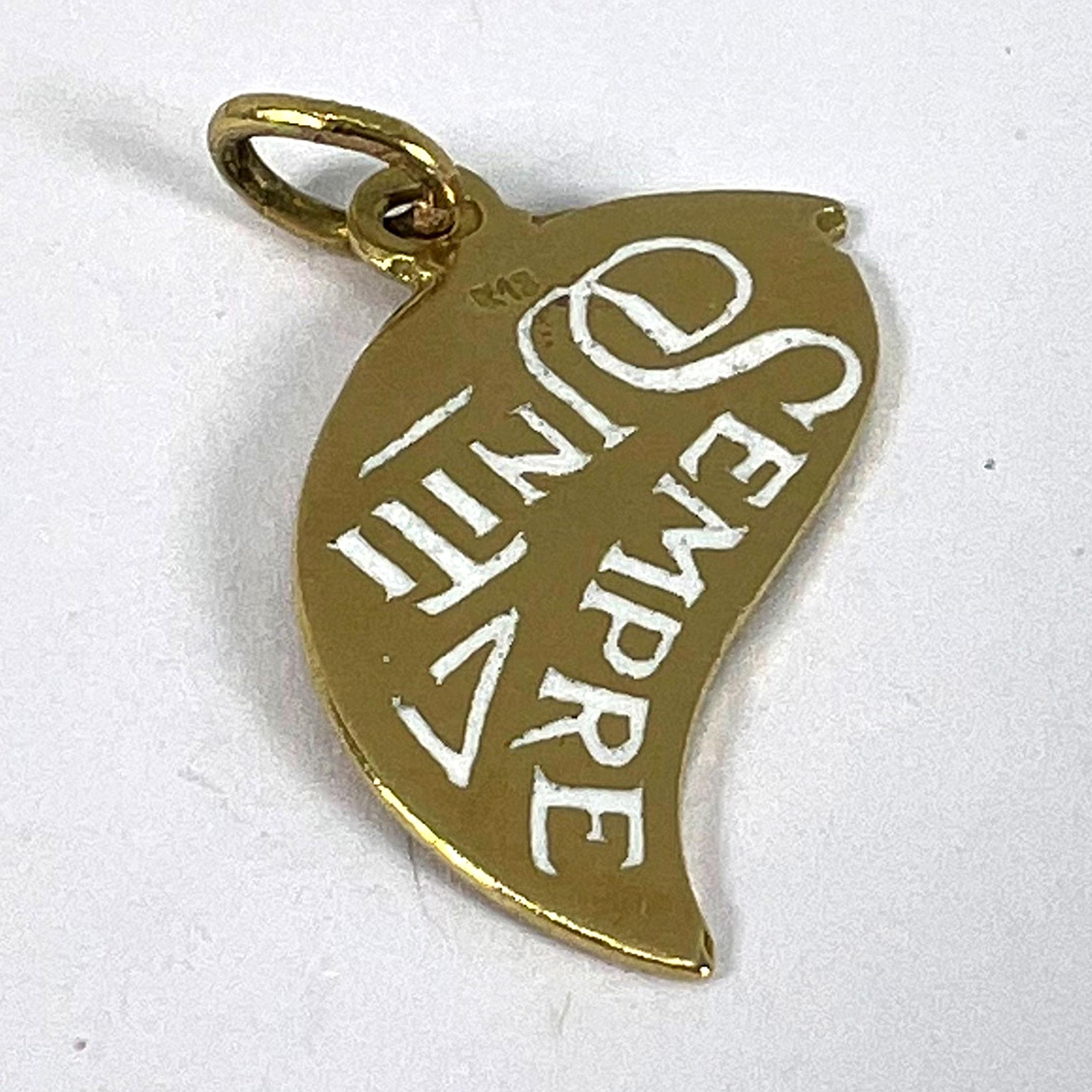 Art Deco Divisi Ma Sempre Unite 18K Gelbgold Emaille-Anhänger im Angebot 8
