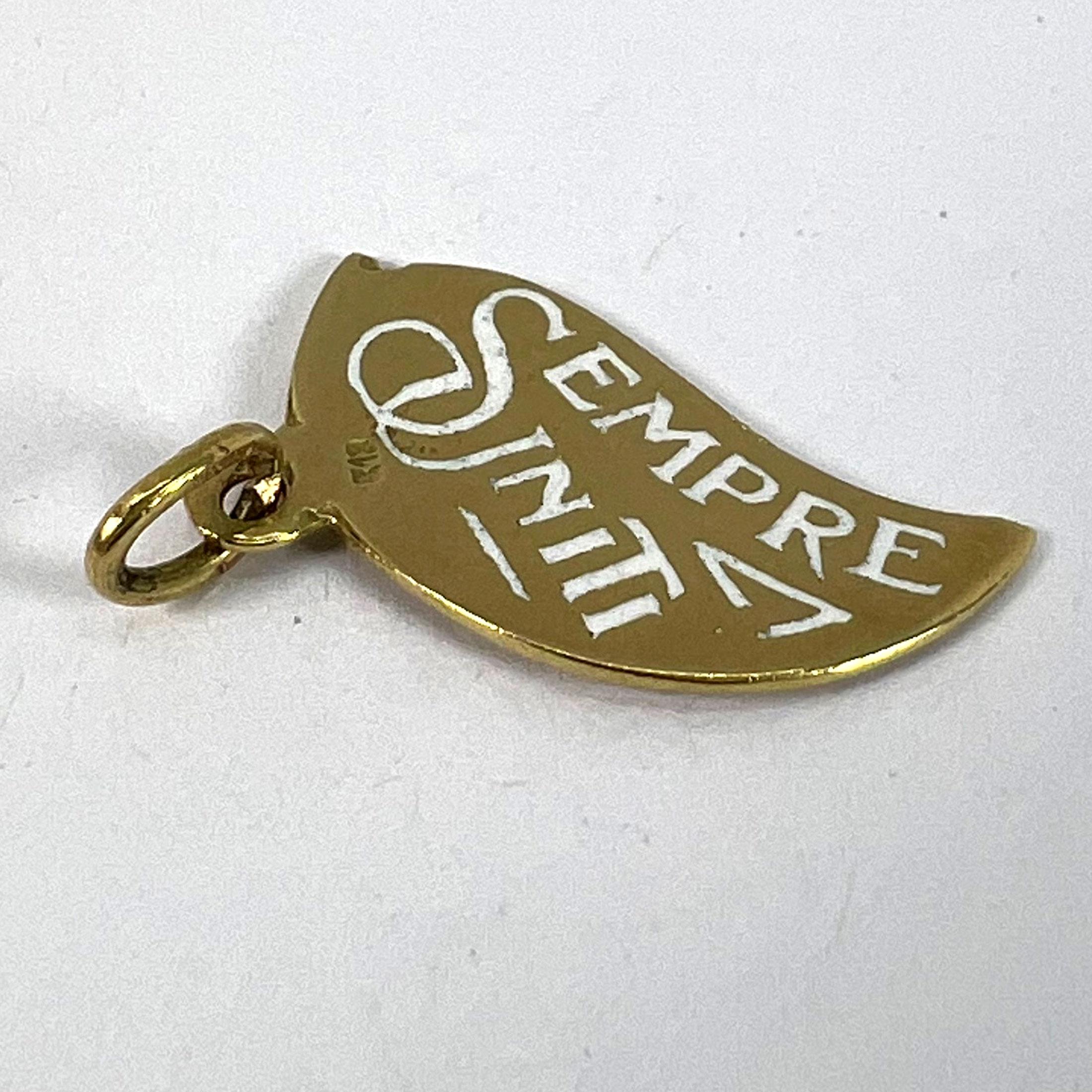 Art Deco Divisi Ma Sempre Unite 18K Gelbgold Emaille-Anhänger im Angebot 9