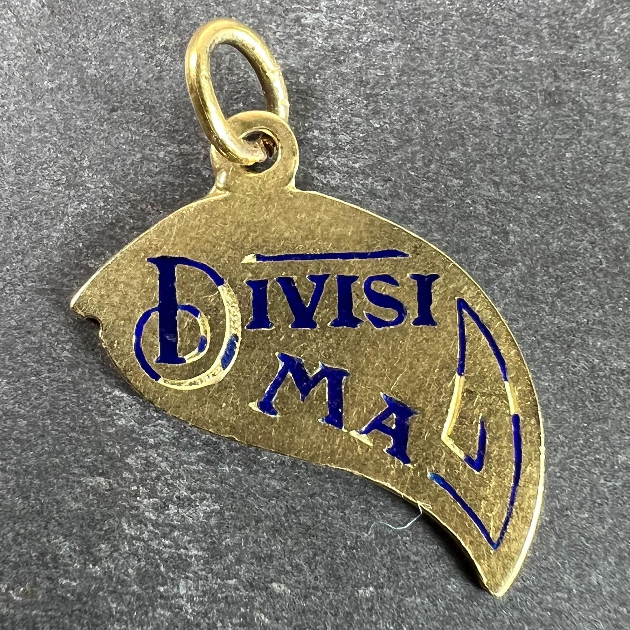 Art Deco Divisi Ma Sempre Unite 18K Gelbgold Emaille-Anhänger (Art déco) im Angebot