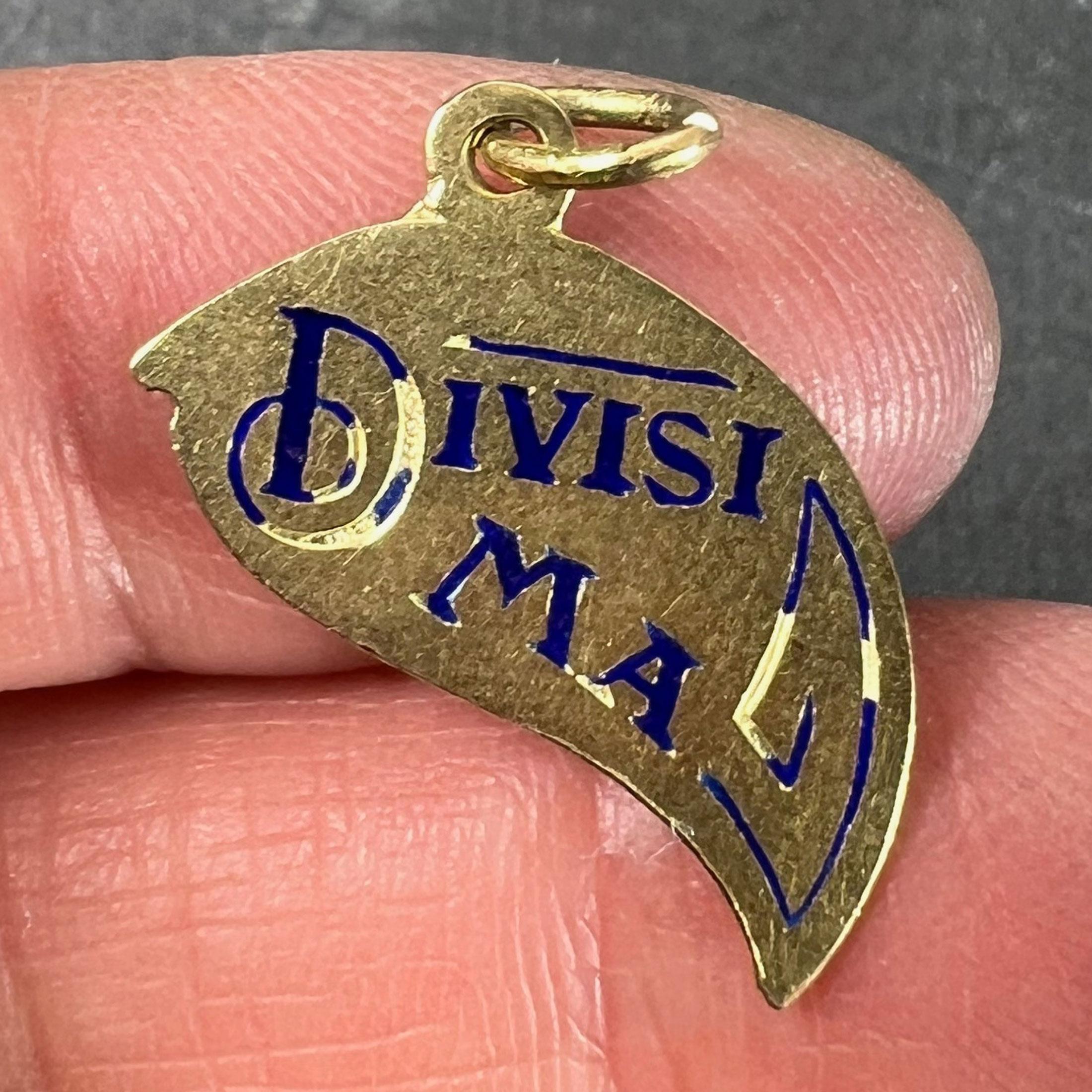Art Deco Divisi Ma Sempre Unite 18K Gelbgold Emaille-Anhänger für Damen oder Herren im Angebot