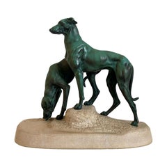 Art Deco Dog Sculpture Soif Du Desert by Jules Edmond Masson for Max Le Verrier