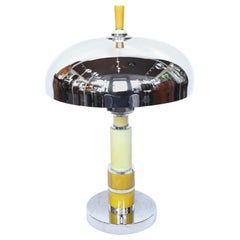 Vintage Art Deco Dome Lamp Chromed & Polished Metal shade and Bakelite Stem