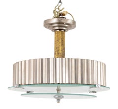 Art Deco Donald Deskey Style Glass Disc Chandelier