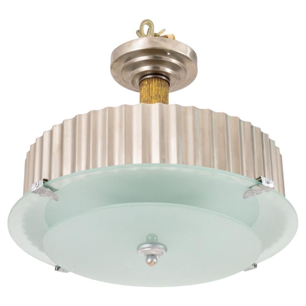 Art Deco Donald Deskey Style Glass Disc Chandelier For Sale