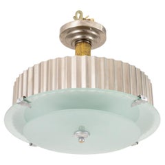 Art Deco Donald Deskey Style Glass Disc Chandelier