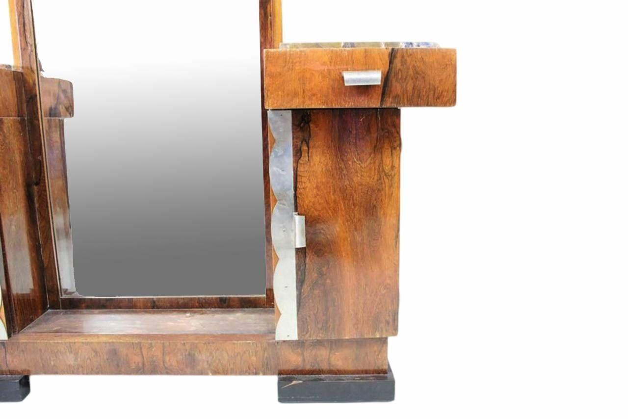 Art déco Coiffeuse de style Donald Deskey en bois de palissandre et marbre avec miroir complet en vente
