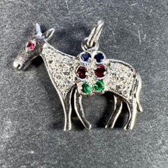 Art Deco Donkey Mule Horse Platinum Diamond Ruby Sapphire Emerald Charm Pendant