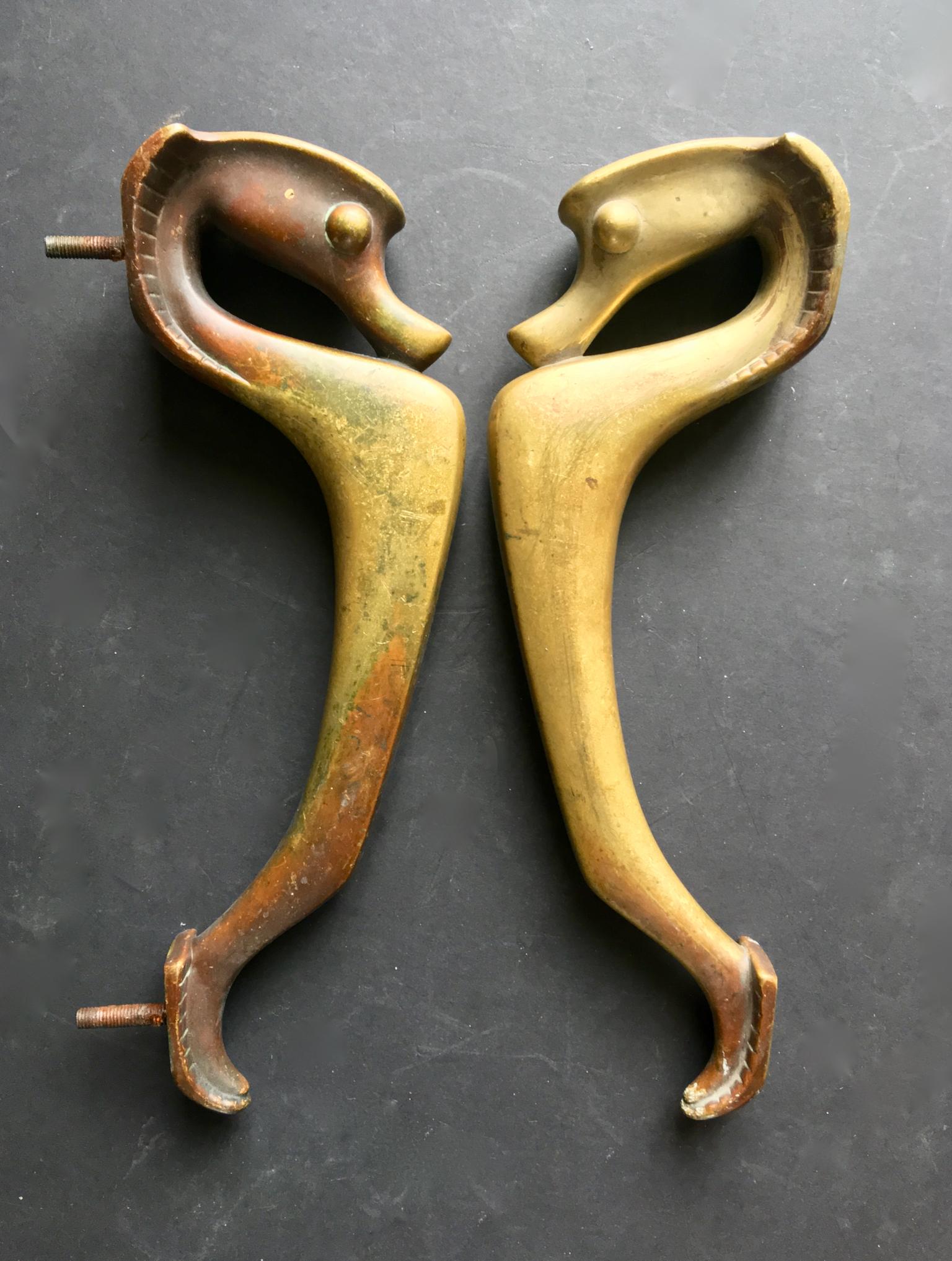 20th Century Art Deco Door Handles in the Shape of Seahorses