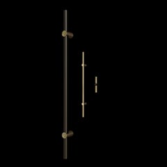 Minimalist brass door pull – Gunmetal-patinated linear design, 70 cm