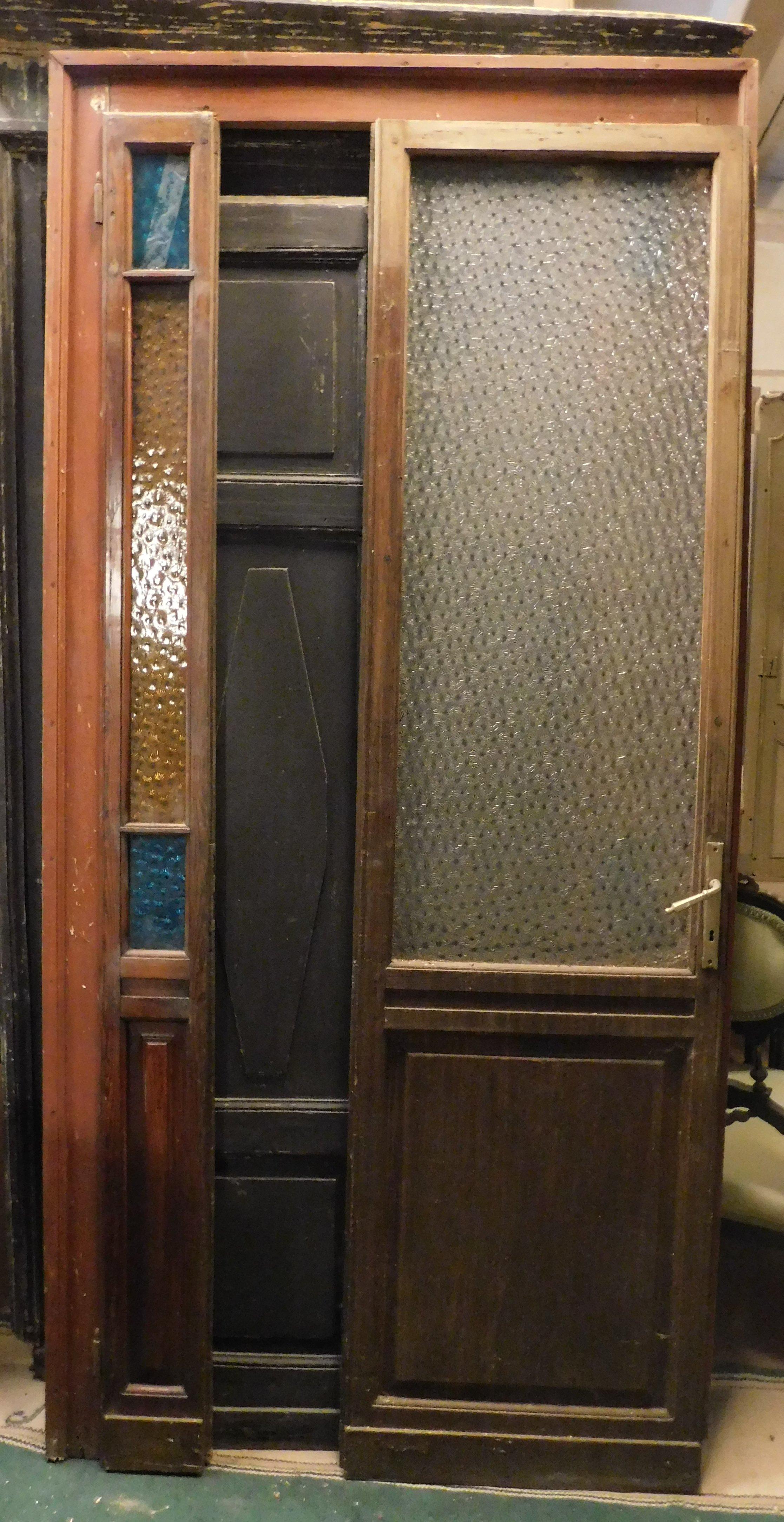 Art Deco Door with Colored Glass, Early 1900s Italy For Sale 3