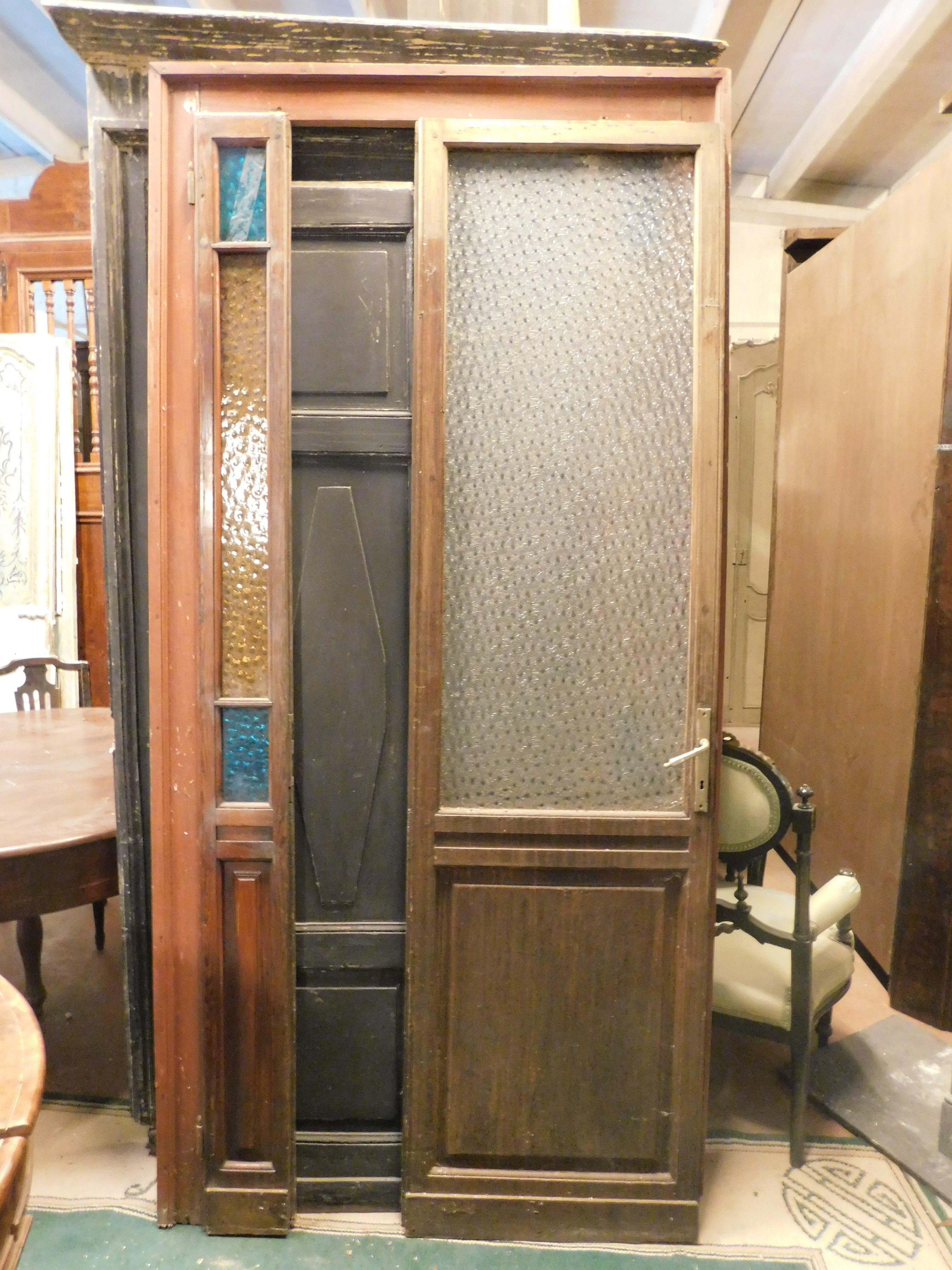 Art Deco Door with Colored Glass, Early 1900s Italy For Sale 4