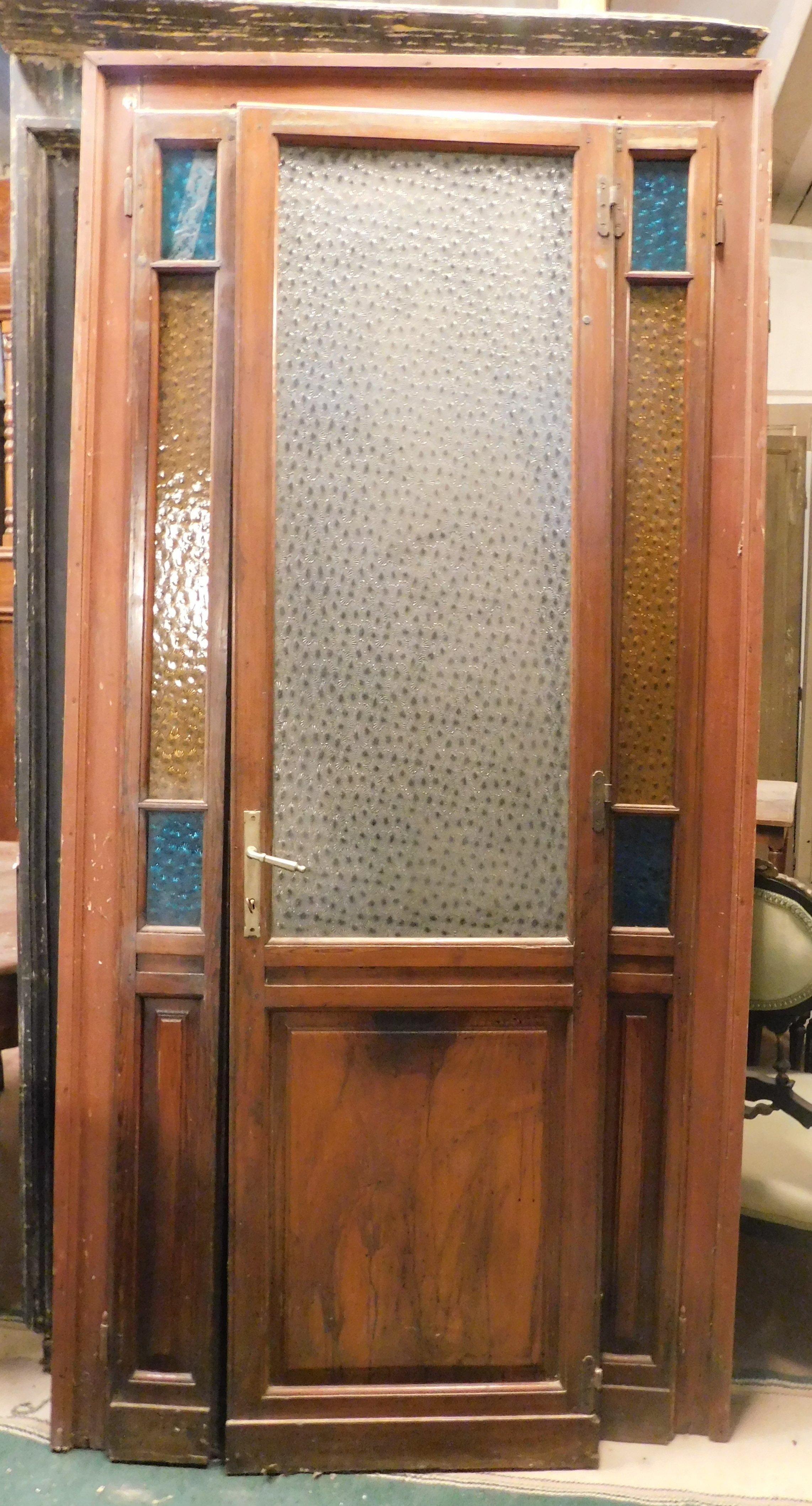 Tür im Art déco-Stil mit farbigem Glas, frühe 1900er Jahre, Italien (Italienisch) im Angebot