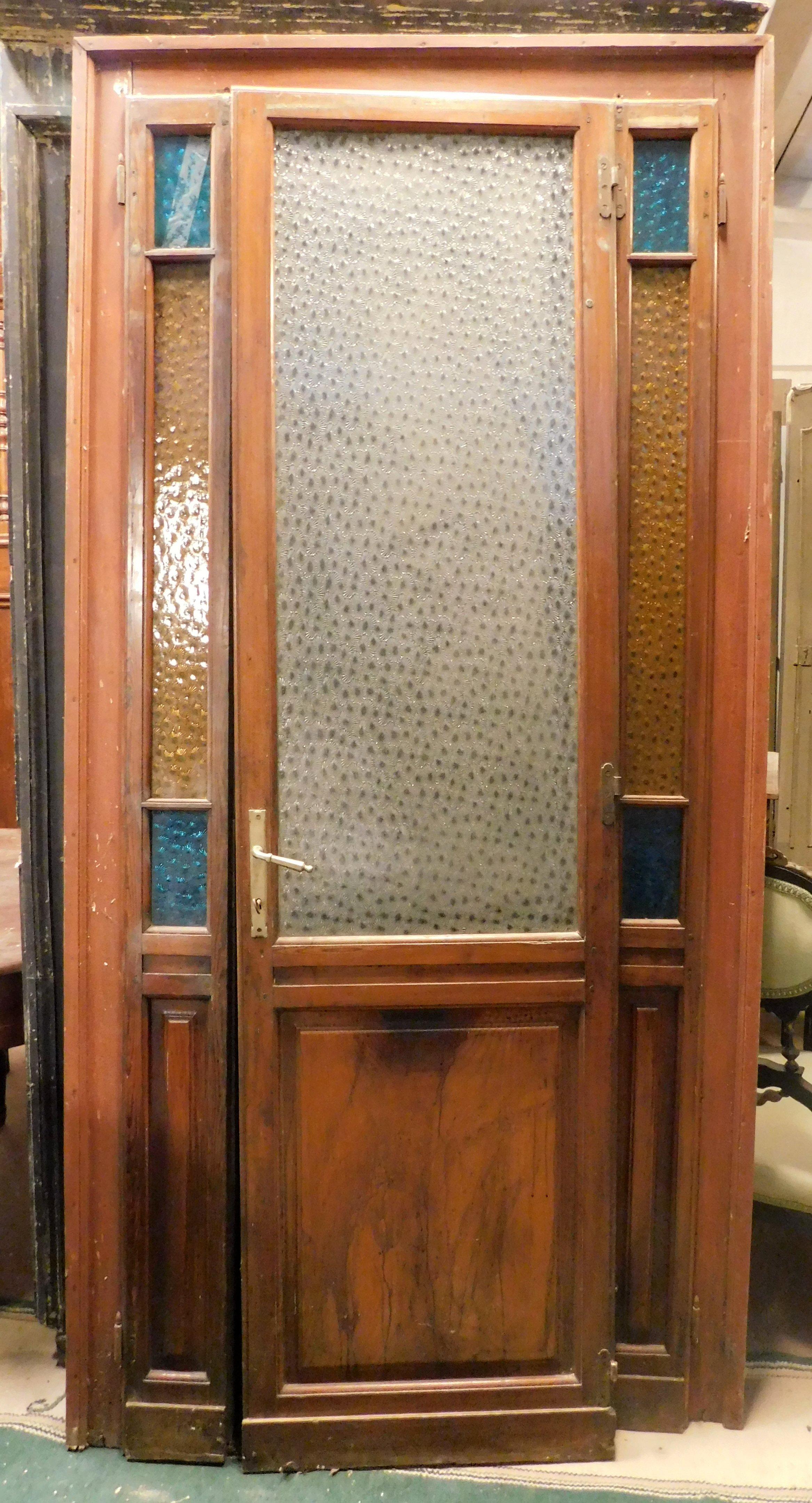 20th Century Art Deco Door with Colored Glass, Early 1900s Italy For Sale