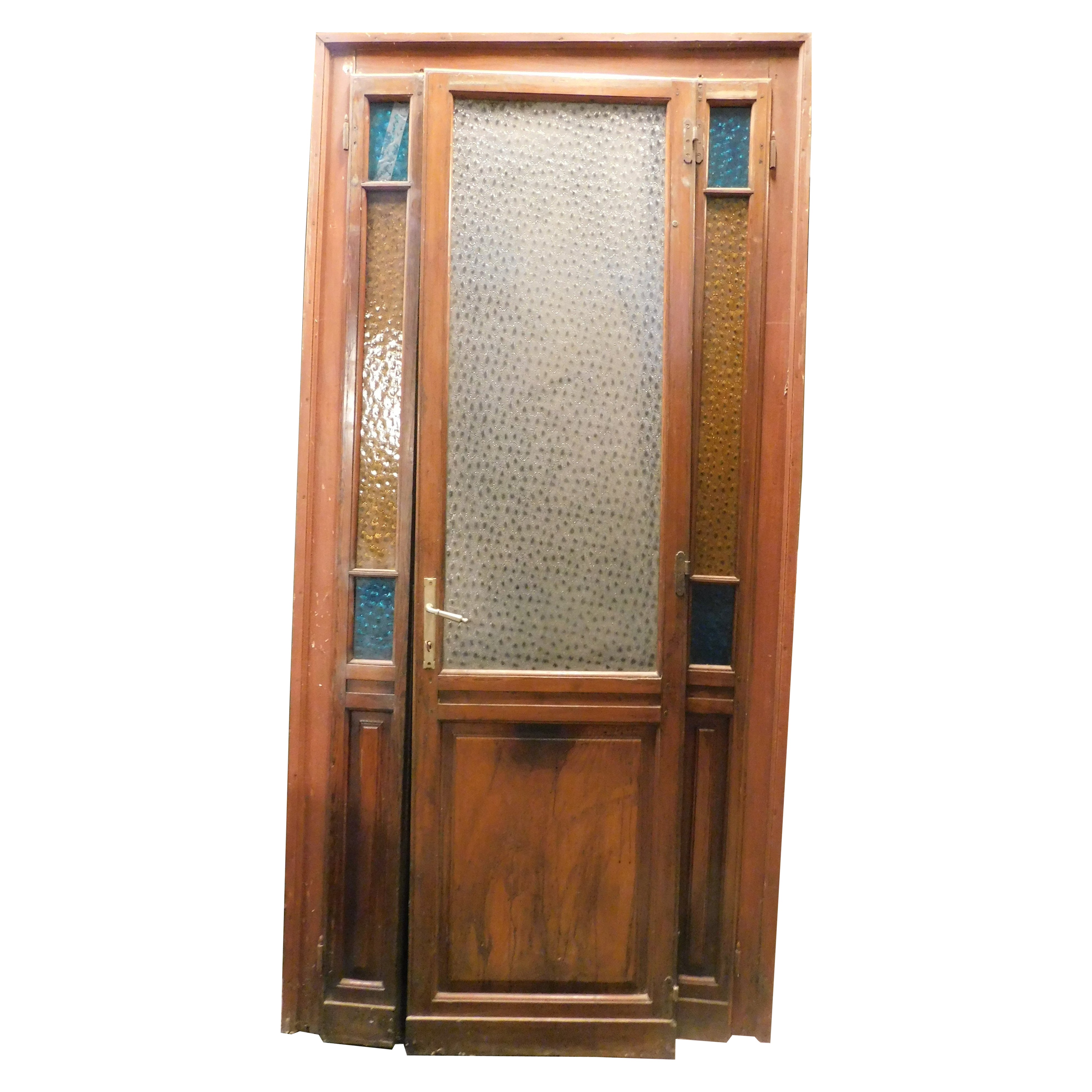 Art Deco Door with Colored Glass, Early 1900s Italy