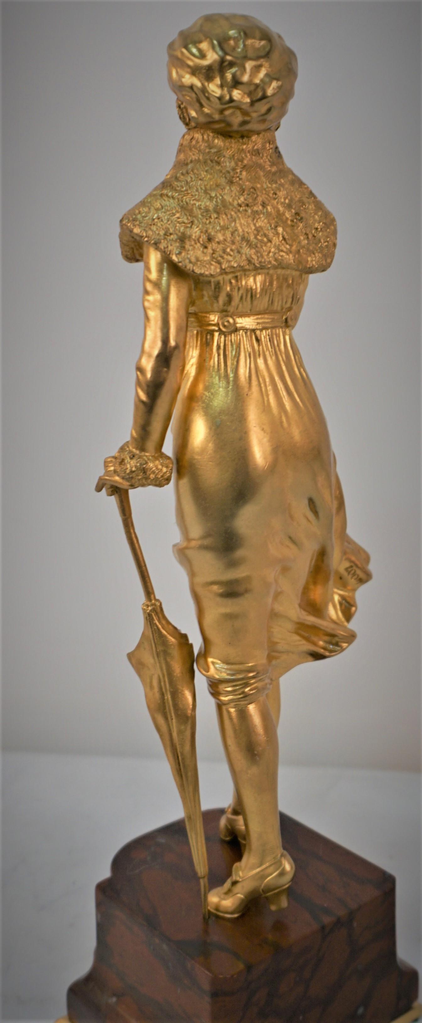 Gilt Art Deco-Dore Bronze Sculpture by R. Joanny Durand For Sale