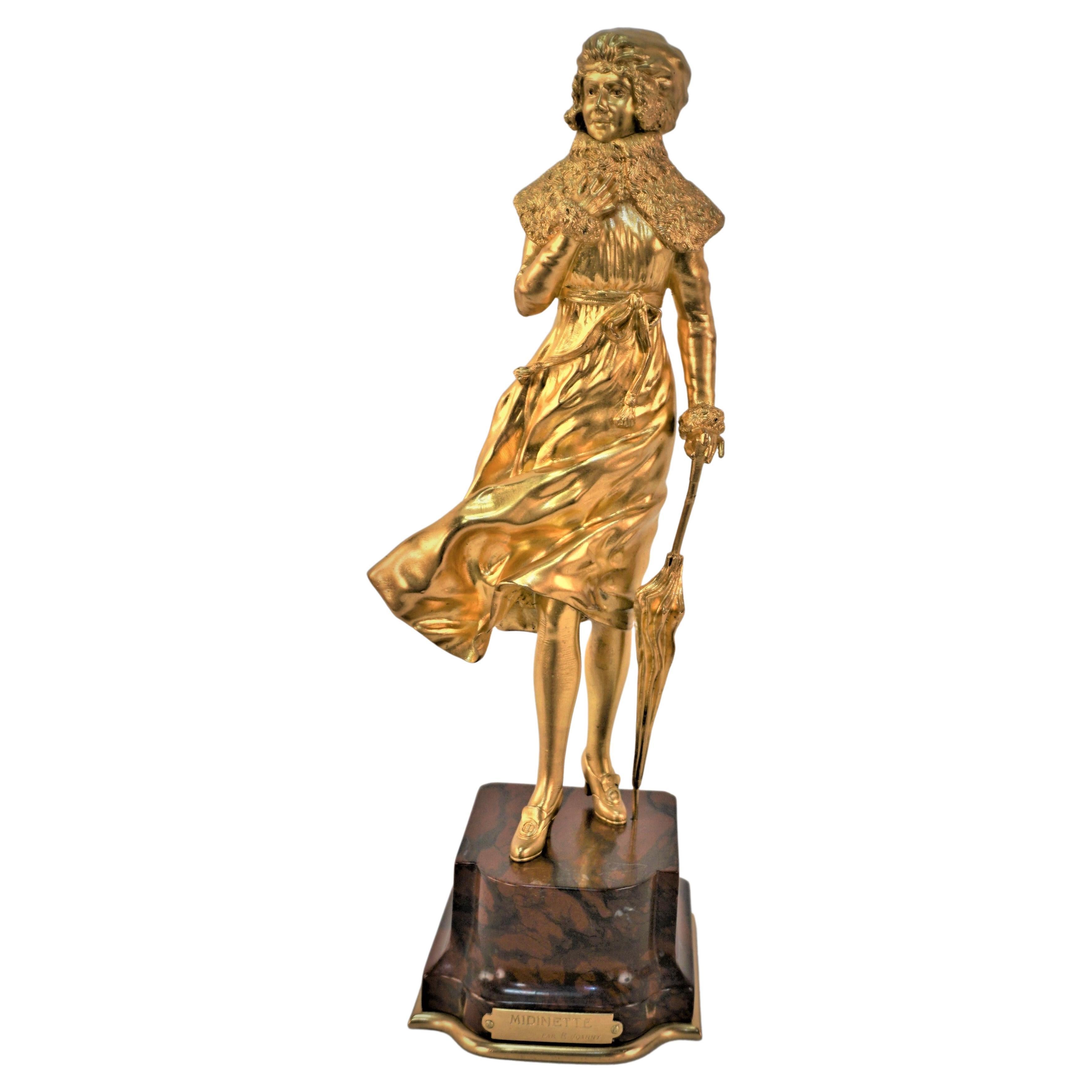 Sculpture en bronze Art Déco-Dore de R. Joanny Durand en vente