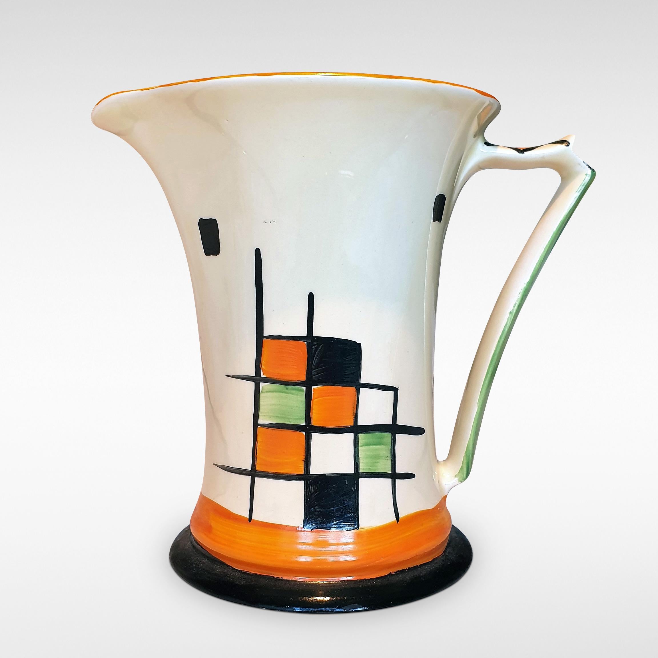 A striking abstract modernist chequerboard design on an Art Deco 'Doric' Jug by Myott, Son & Co. from circa 1937

Myott were one of the smaller Staffordshire pottery forms yet their Modernist and geometric designs of the mid to late 1930s are