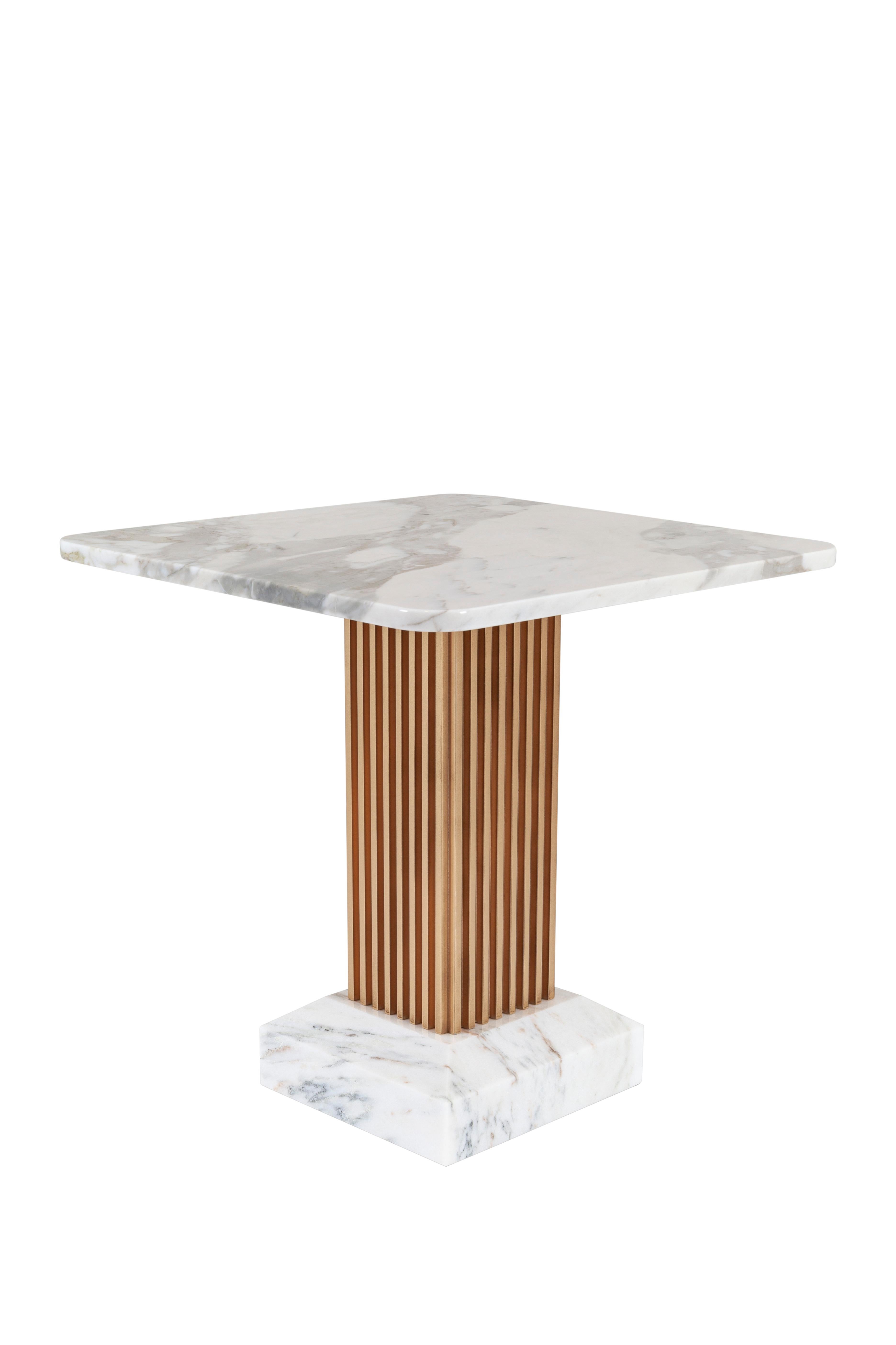 Art Deco Doric Side Table Calacatta Marble Gold Handmade Portugal Greenapple In New Condition For Sale In Lisboa, PT