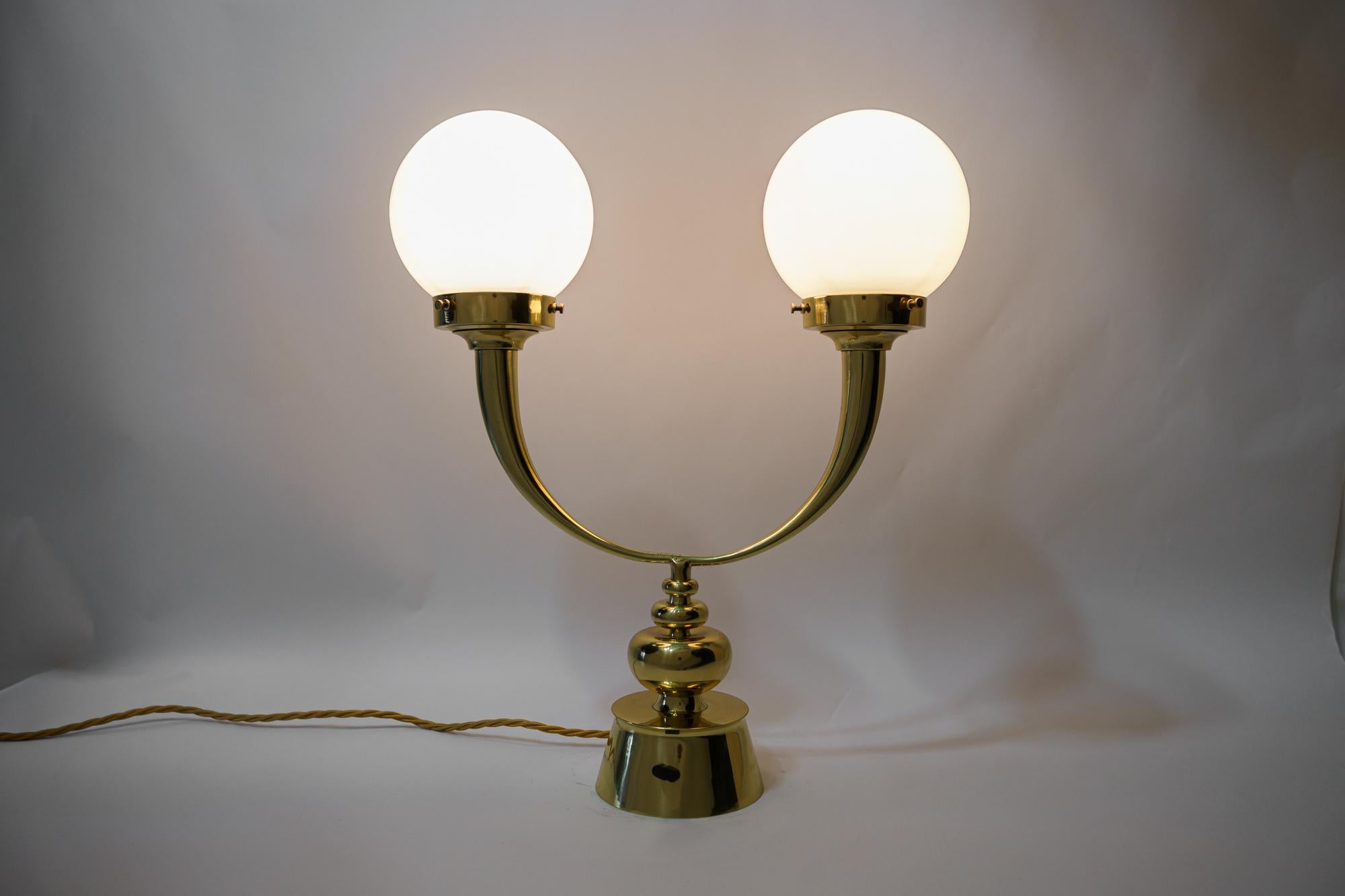 Lacquered Art Deco Double Arm Table Lamp, Vienna, circa 1920s For Sale