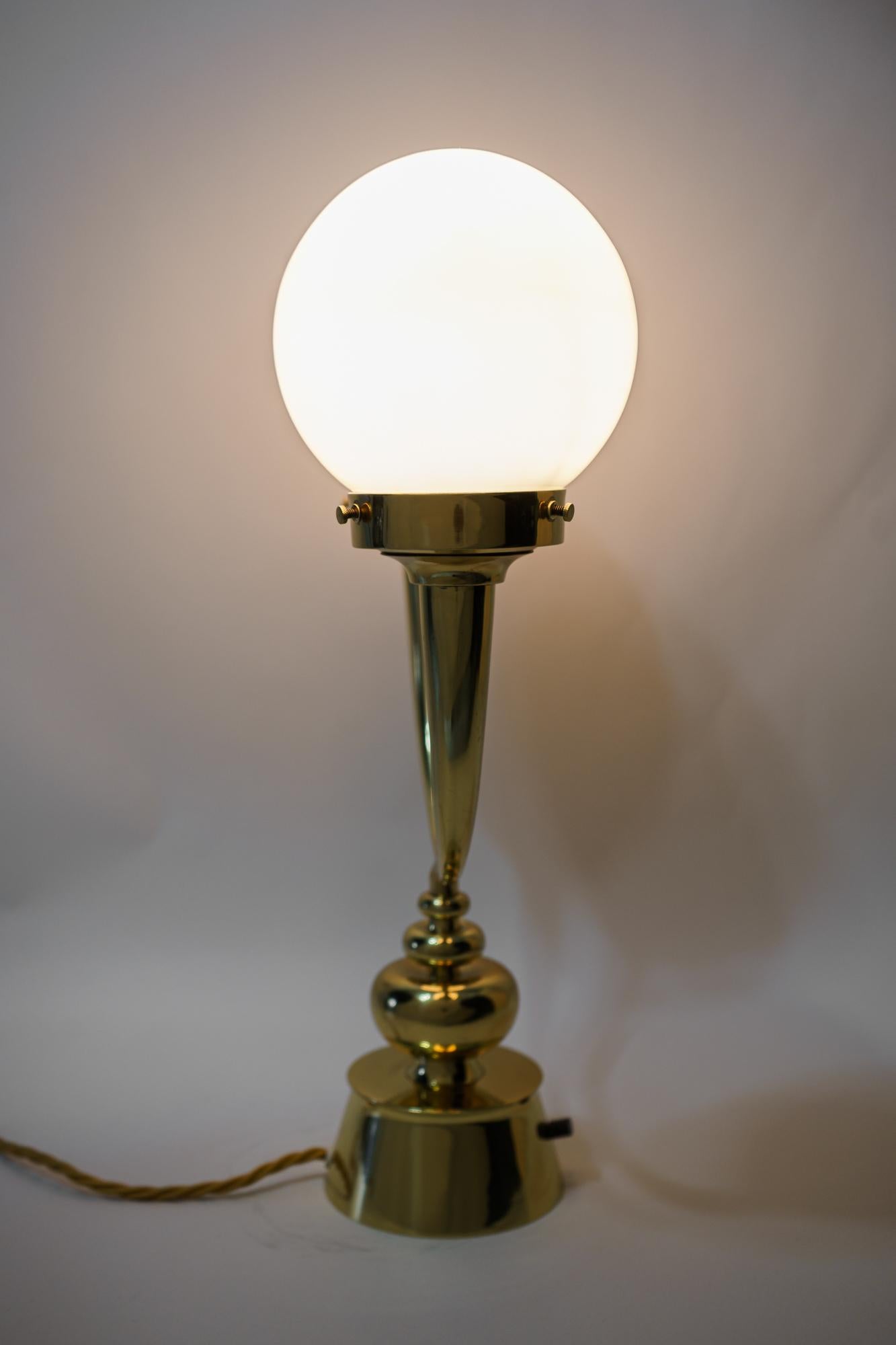 Opal Art Deco Double Arm Table Lamp, Vienna, circa 1920s For Sale