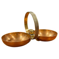Art Deco Double Ashtray / Caddy in Copper by Chase Co.