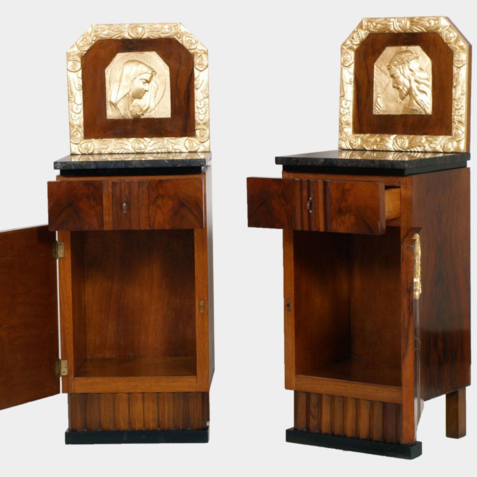 Art Deco Double Bed & Nightstands by Atelier Varedo, Gino Maggioni attributed. In Good Condition For Sale In Vigonza, Padua