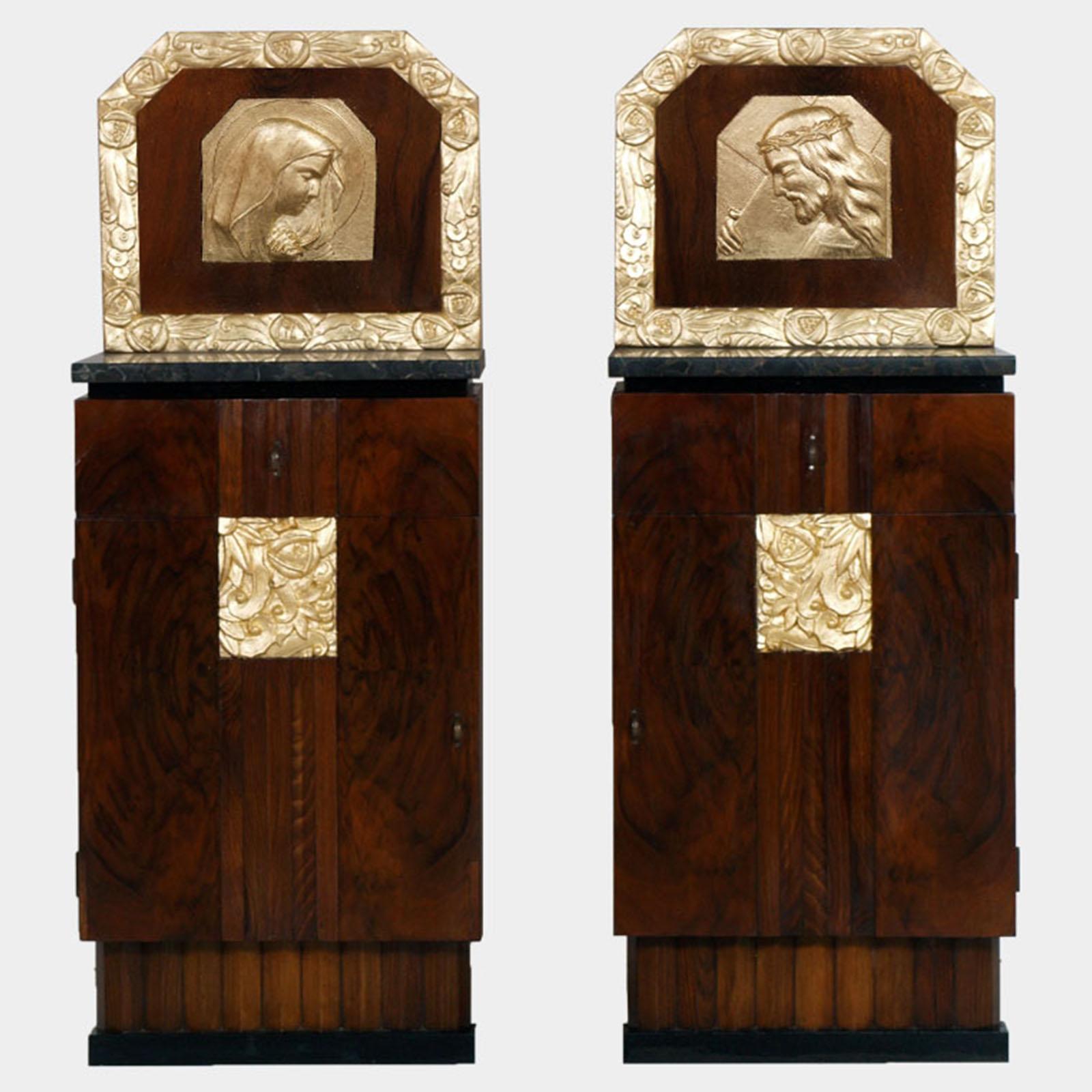 20th Century Art Deco Double Bed & Nightstands by Atelier Varedo, Gino Maggioni attributed. For Sale