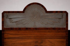 Art Deco double bed – Rosewood, black lacquer and sandblasted glass – 1930s