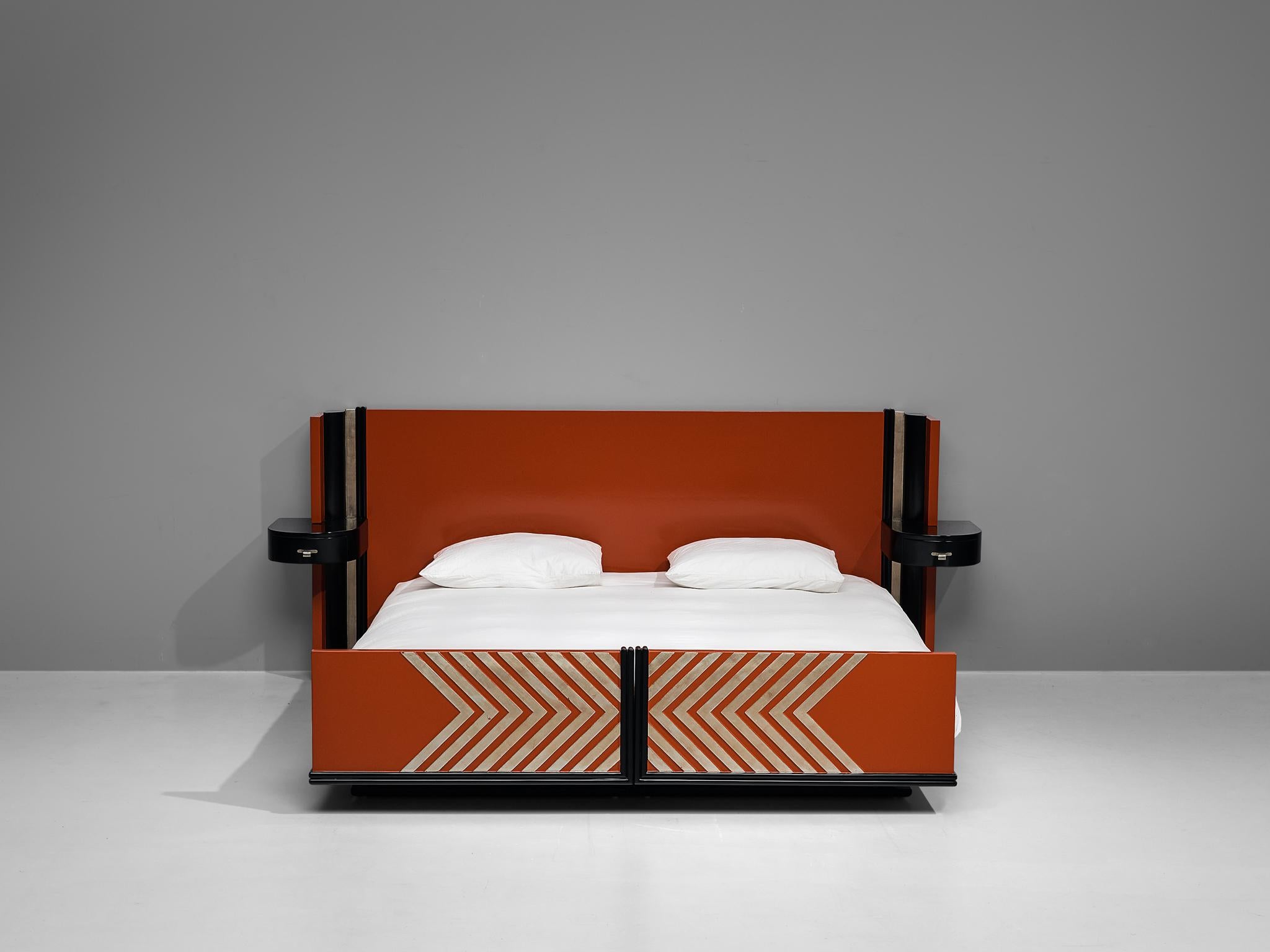 Art Deco Double Bed With Nightstands in Lacquered Wood 3