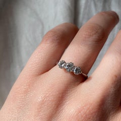 Art Deco Double Claw 0.82ct Natural Diamond Trilogy Ring