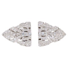 Spilla Art Deco a doppia clip in oro e platino con diamanti