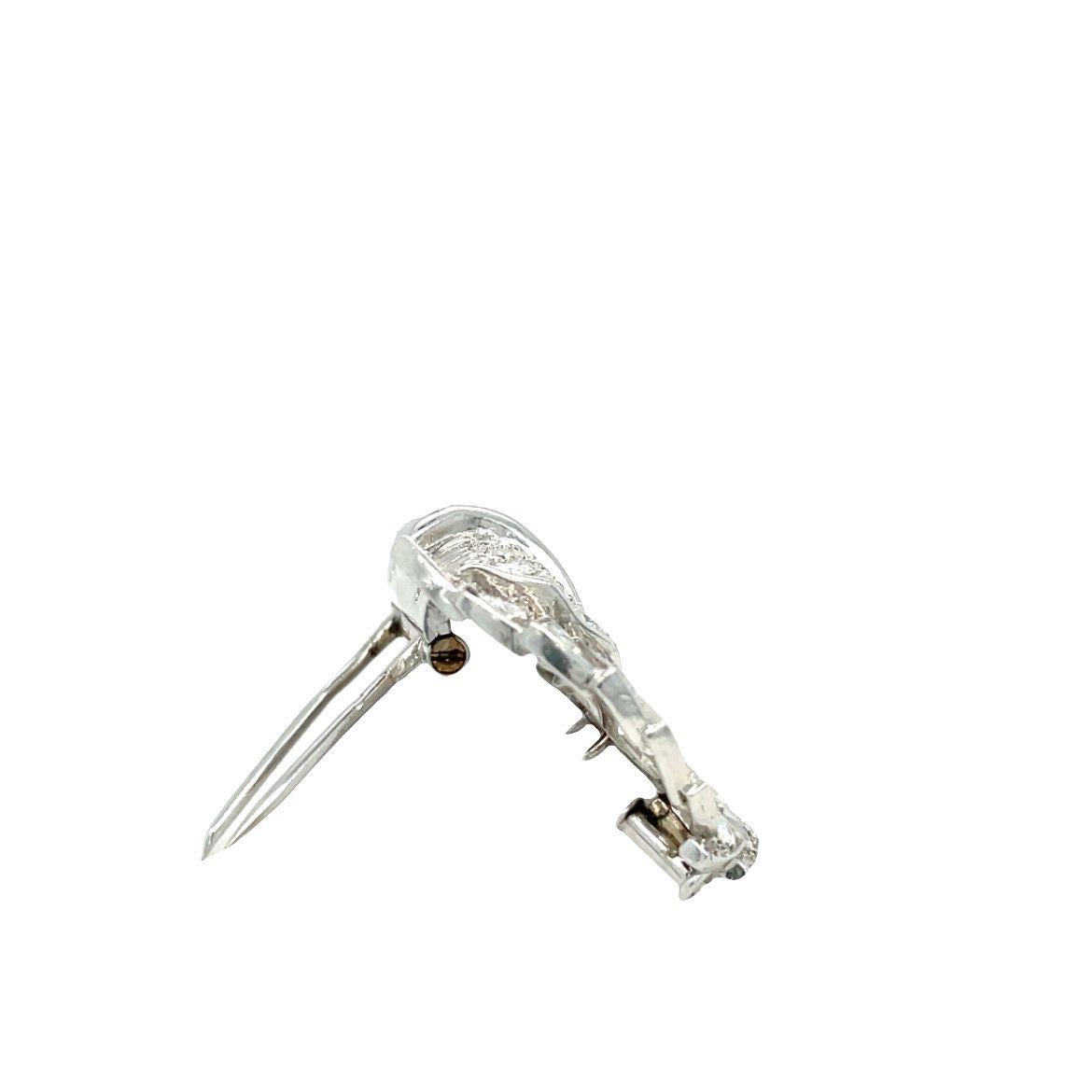 Art Deco Double Clip Diamant 9 Karat Brosche Platin (Rundschliff) im Angebot