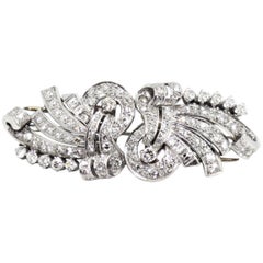 Art Deco Double Clip Diamond Platinum Brooch, circa 1930s