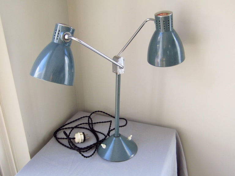 Mid-20th Century Art Deco Double Desk Table Lamp by Jumo, France, 1940s For Sale