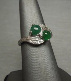 Art Deco Double Emerald 14 Karat ByPass Ring