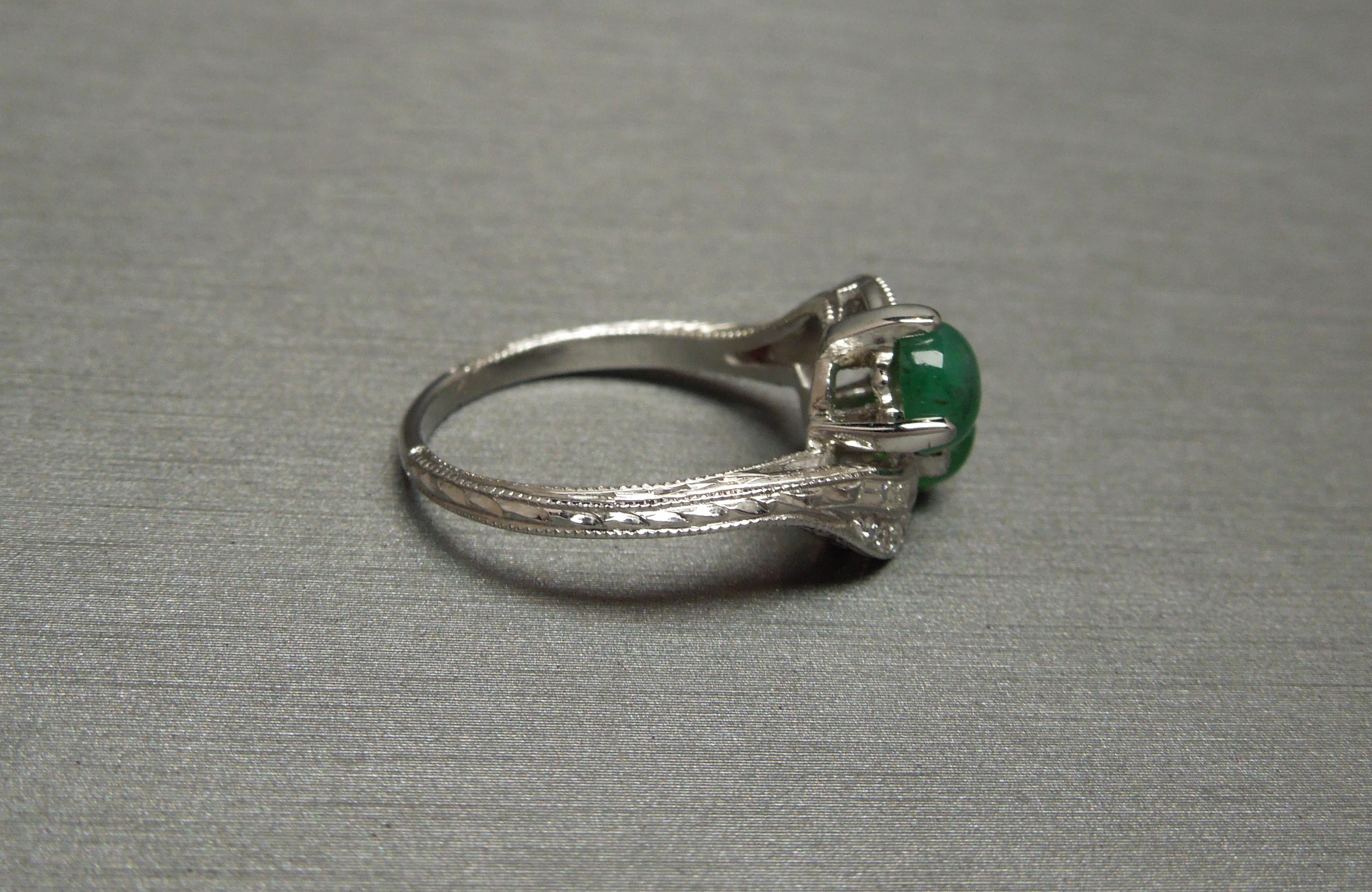 Art Deco Double Emerald 14 Karat ByPass Ring For Sale 2