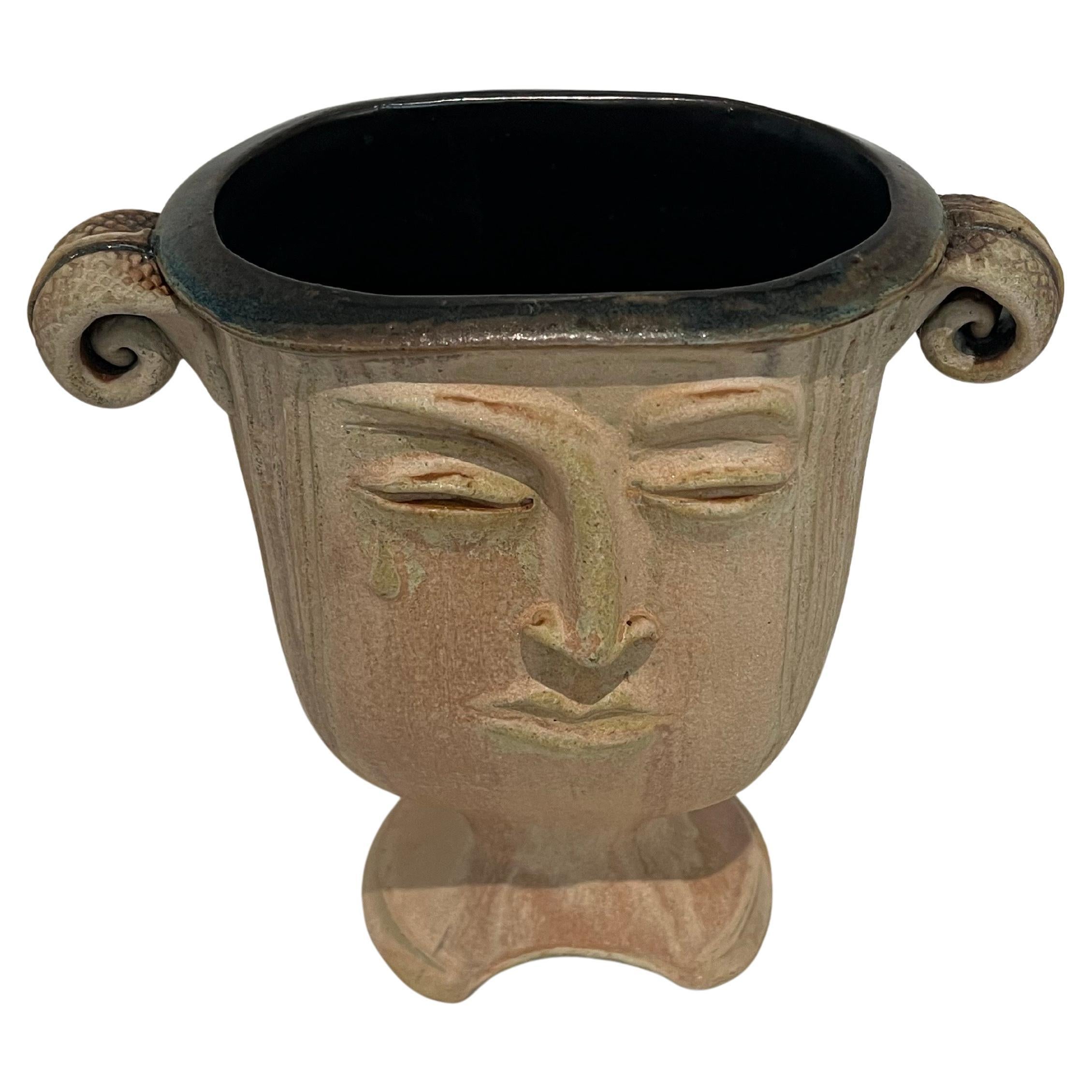 Américain Vase décoratif en céramique Art Decoro à double visage en vente