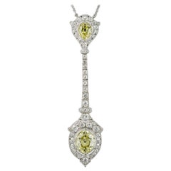 Art Deco Double Fancy Intense Diamond Lavaliere