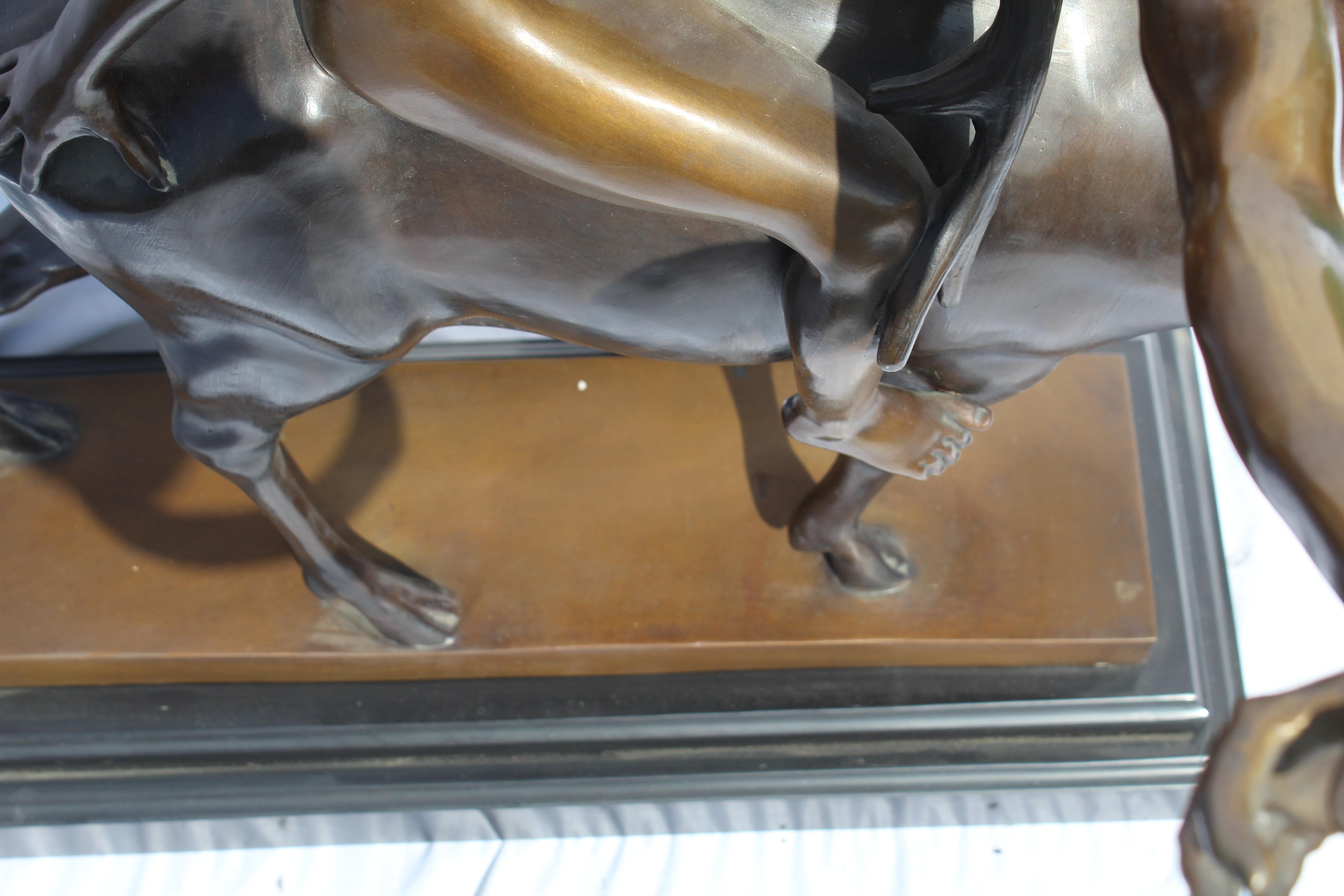 Art Deco Double Figure Bronze, 'Cervitaur' Nude on a Half Man/Deer, Rare Item 4