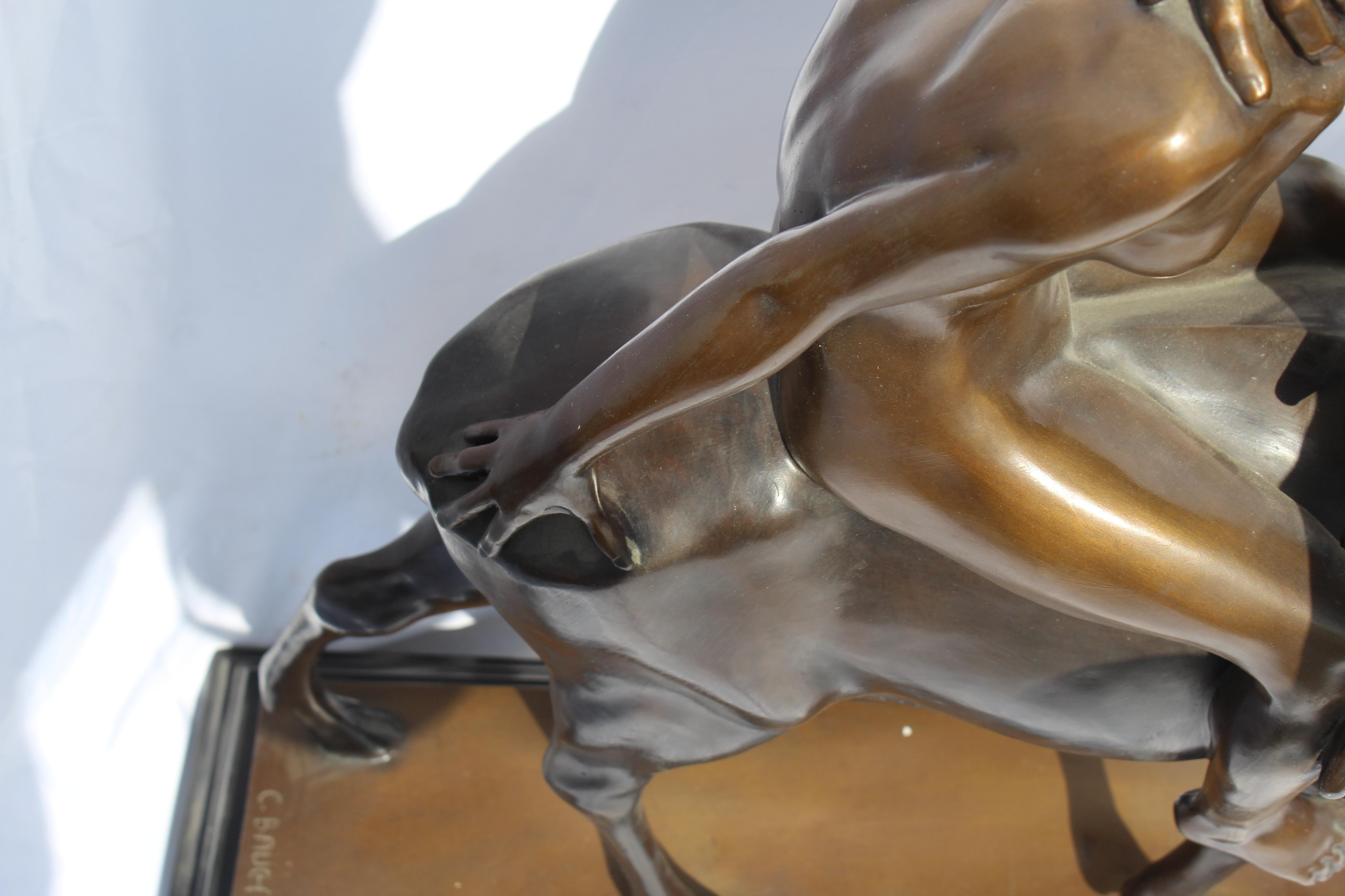 Art Deco Double Figure Bronze, 'Cervitaur' Nude on a Half Man/Deer, Rare Item 5