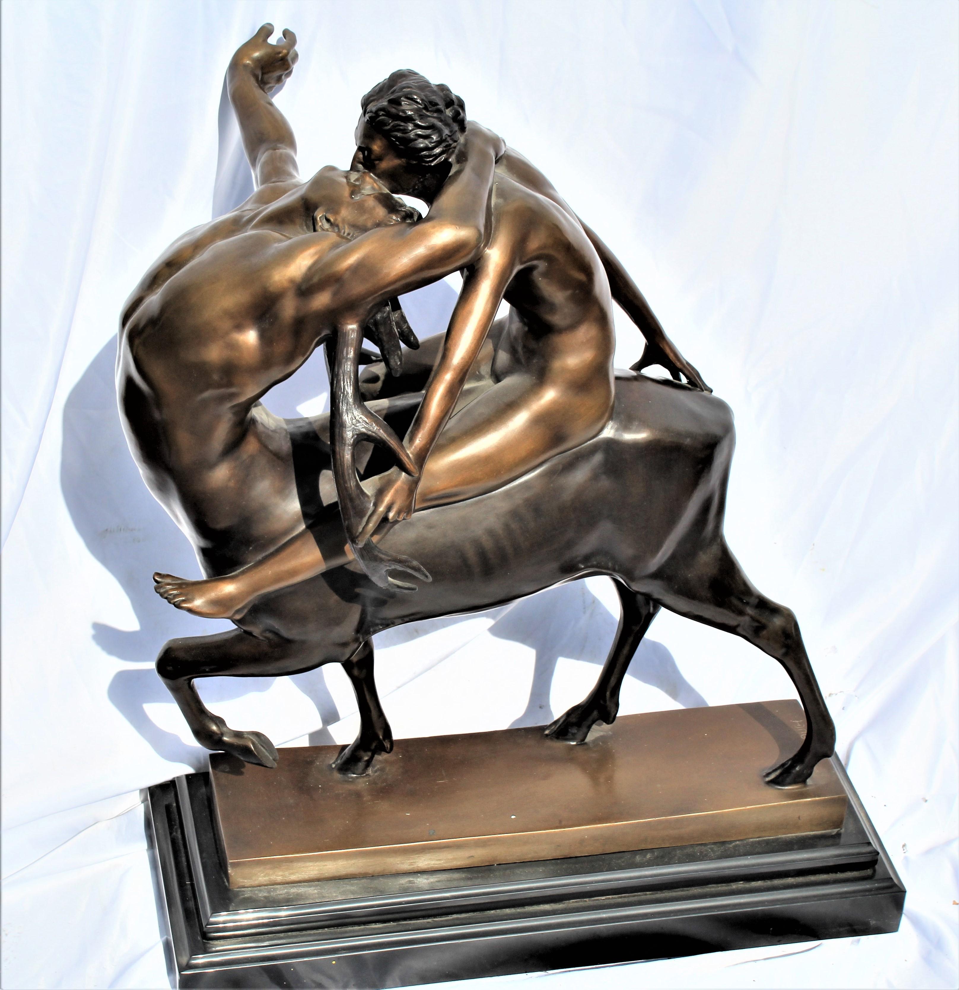 Art Deco Double Figure Bronze, 'Cervitaur' Nude on a Half Man/Deer, Rare Item 6