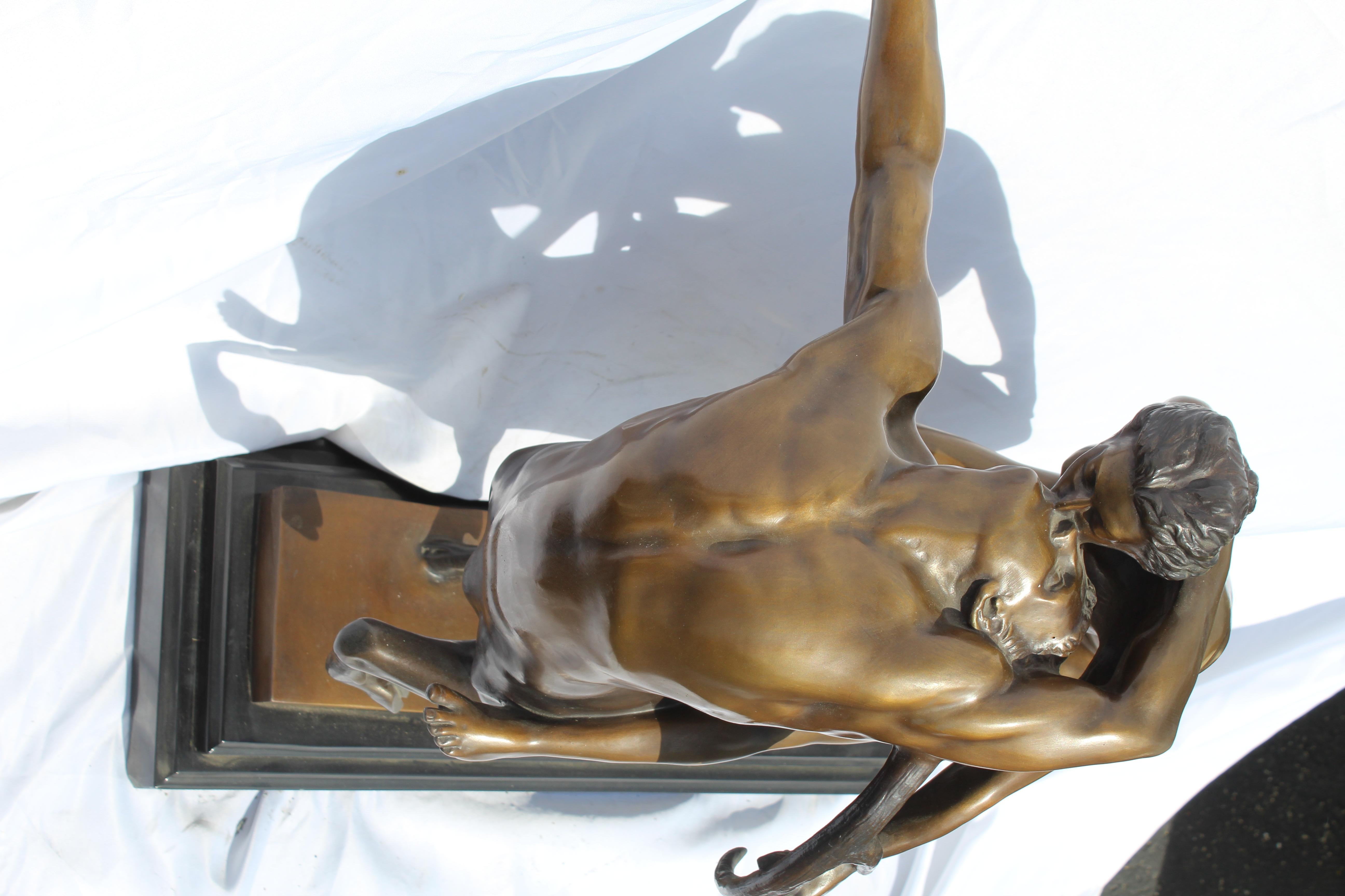 North American Art Deco Double Figure Bronze, 'Cervitaur' Nude on a Half Man/Deer, Rare Item