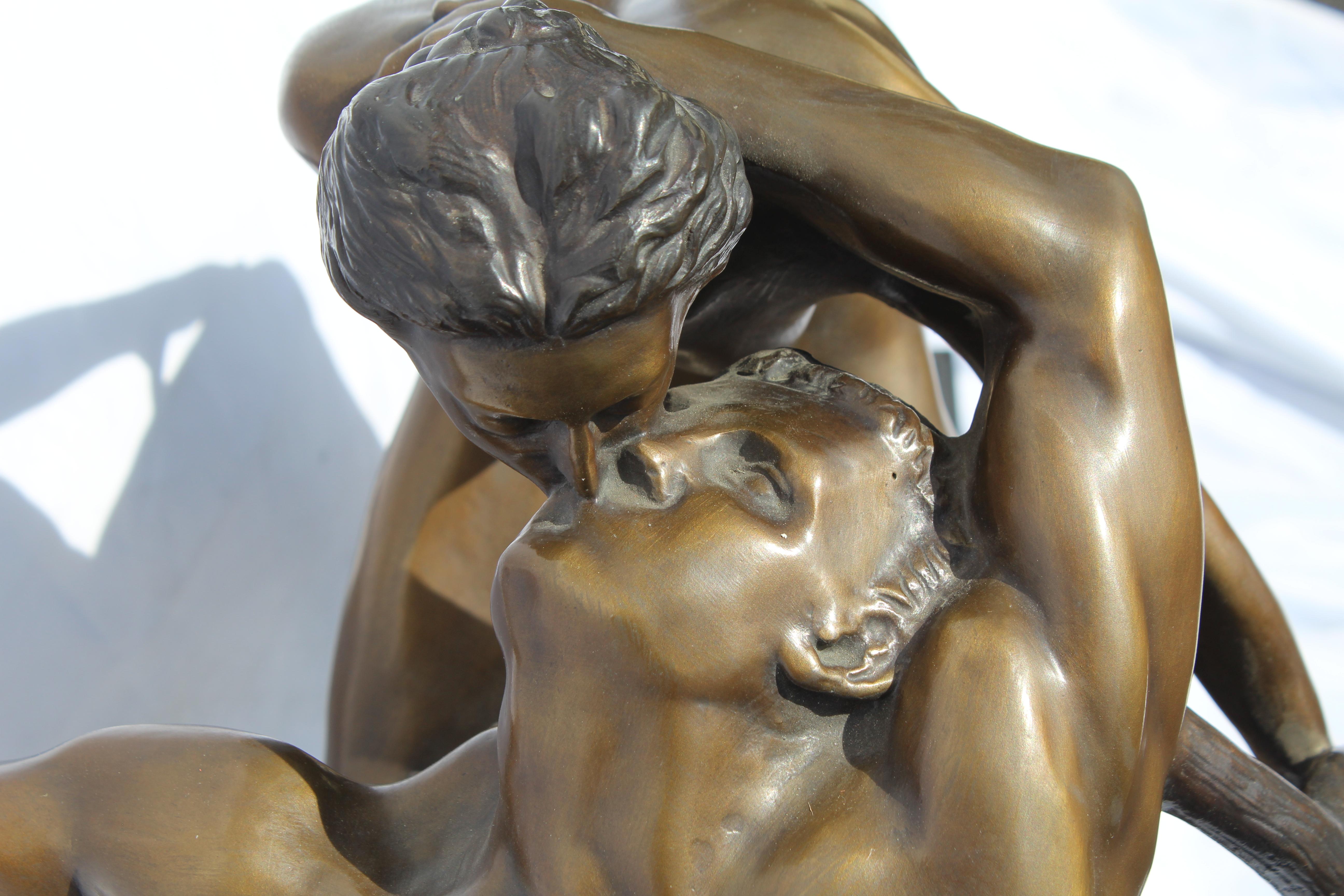 Late 20th Century Art Deco Double Figure Bronze, 'Cervitaur' Nude on a Half Man/Deer, Rare Item