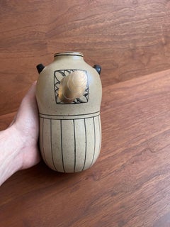 Jarrón de gres de doble asa Art Déco de Jean Luce