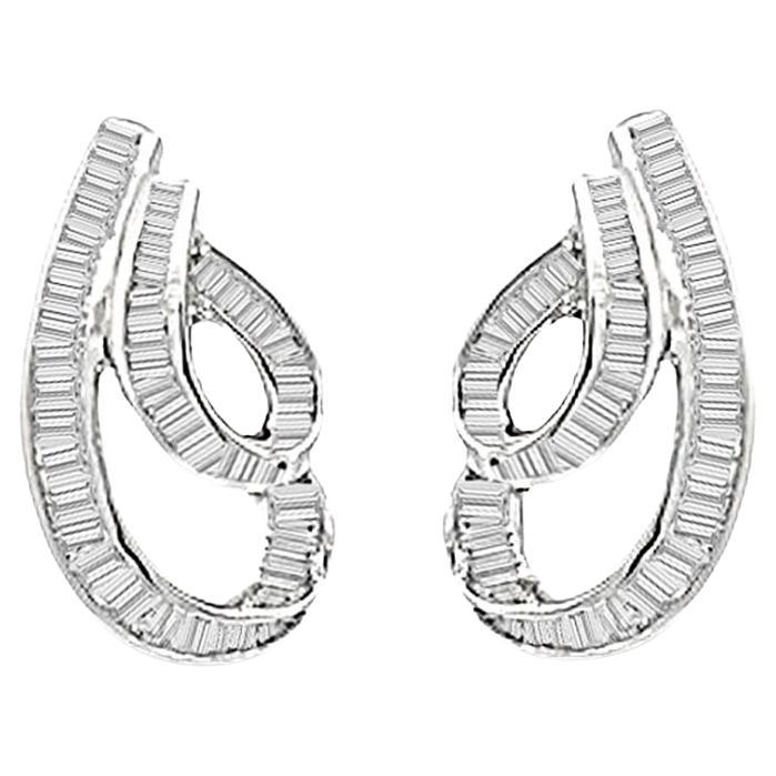 Antique Art Deco Diamond Hoop Earrings For Sale