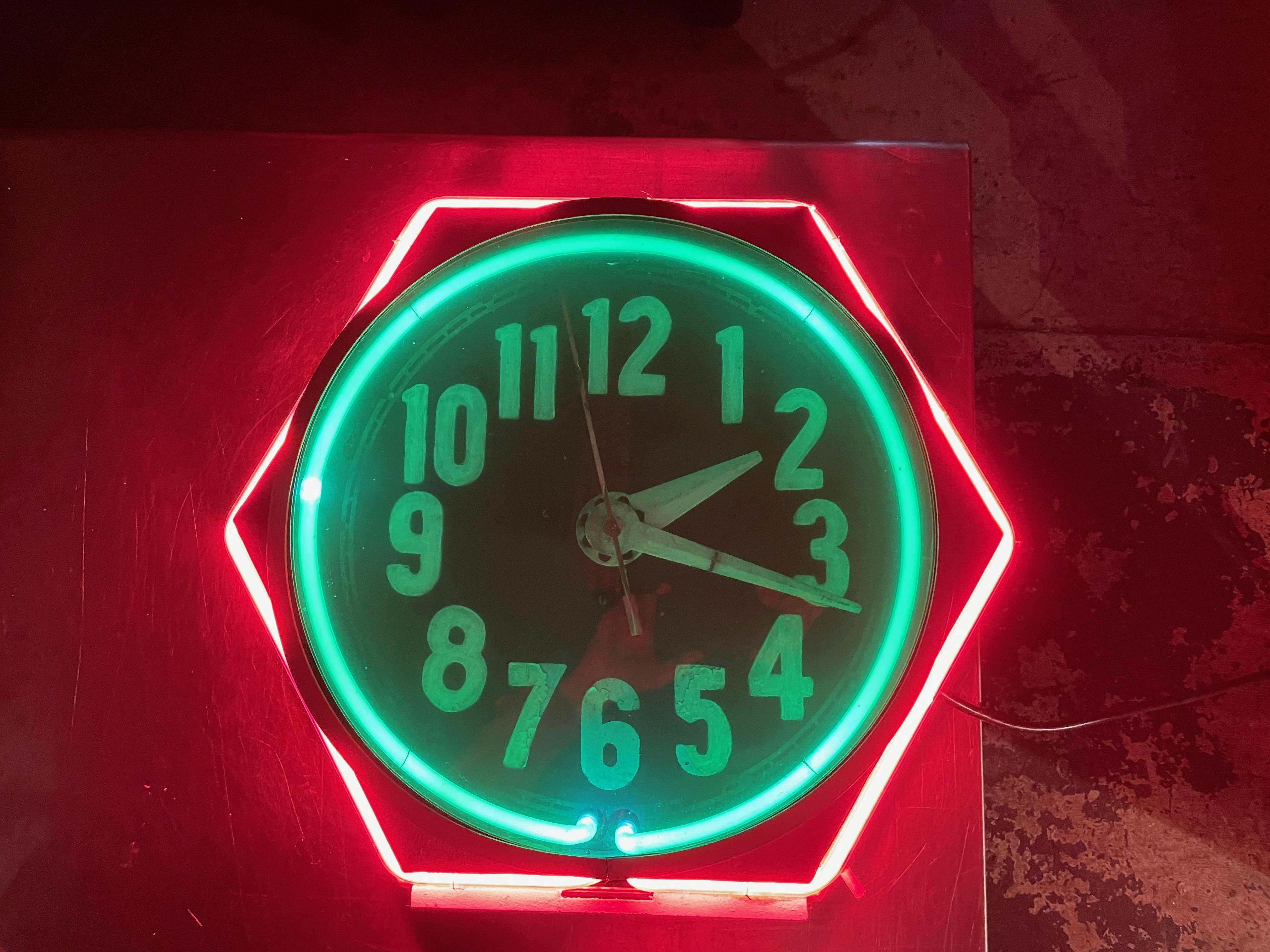 vintage neon clock